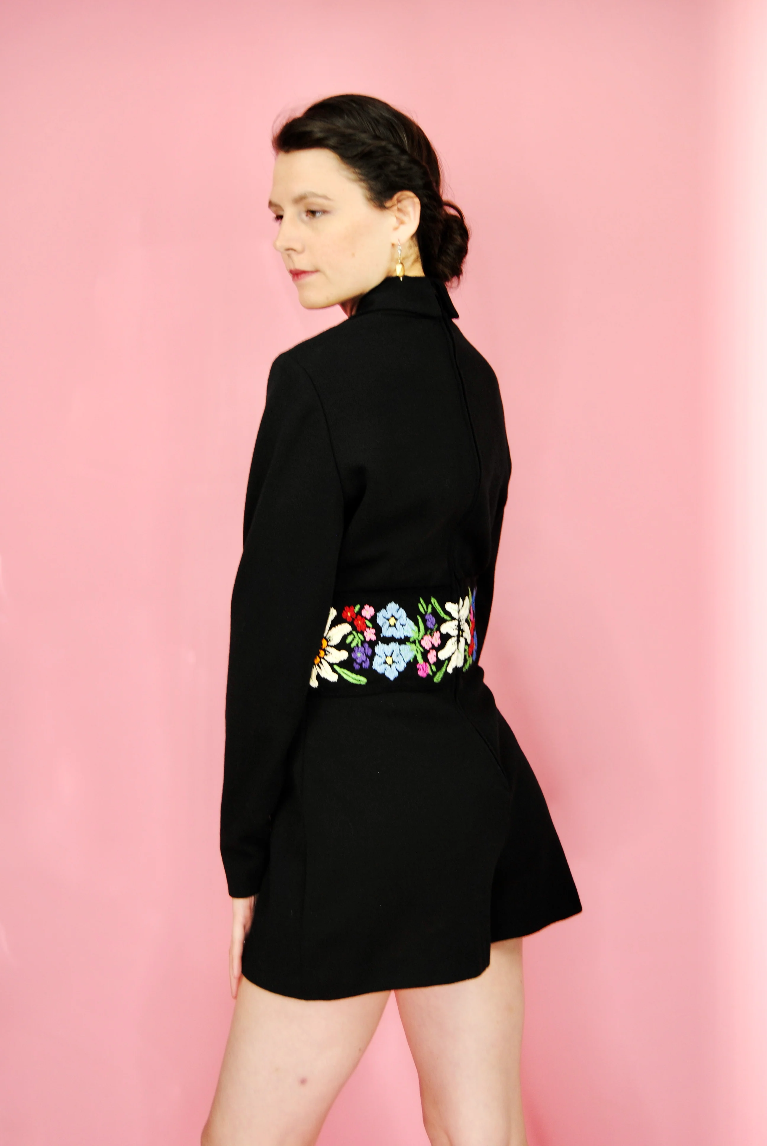 60s Rare Black Cozy Romper With Detachable Skirt By Park Royal Ltd. - Image 11