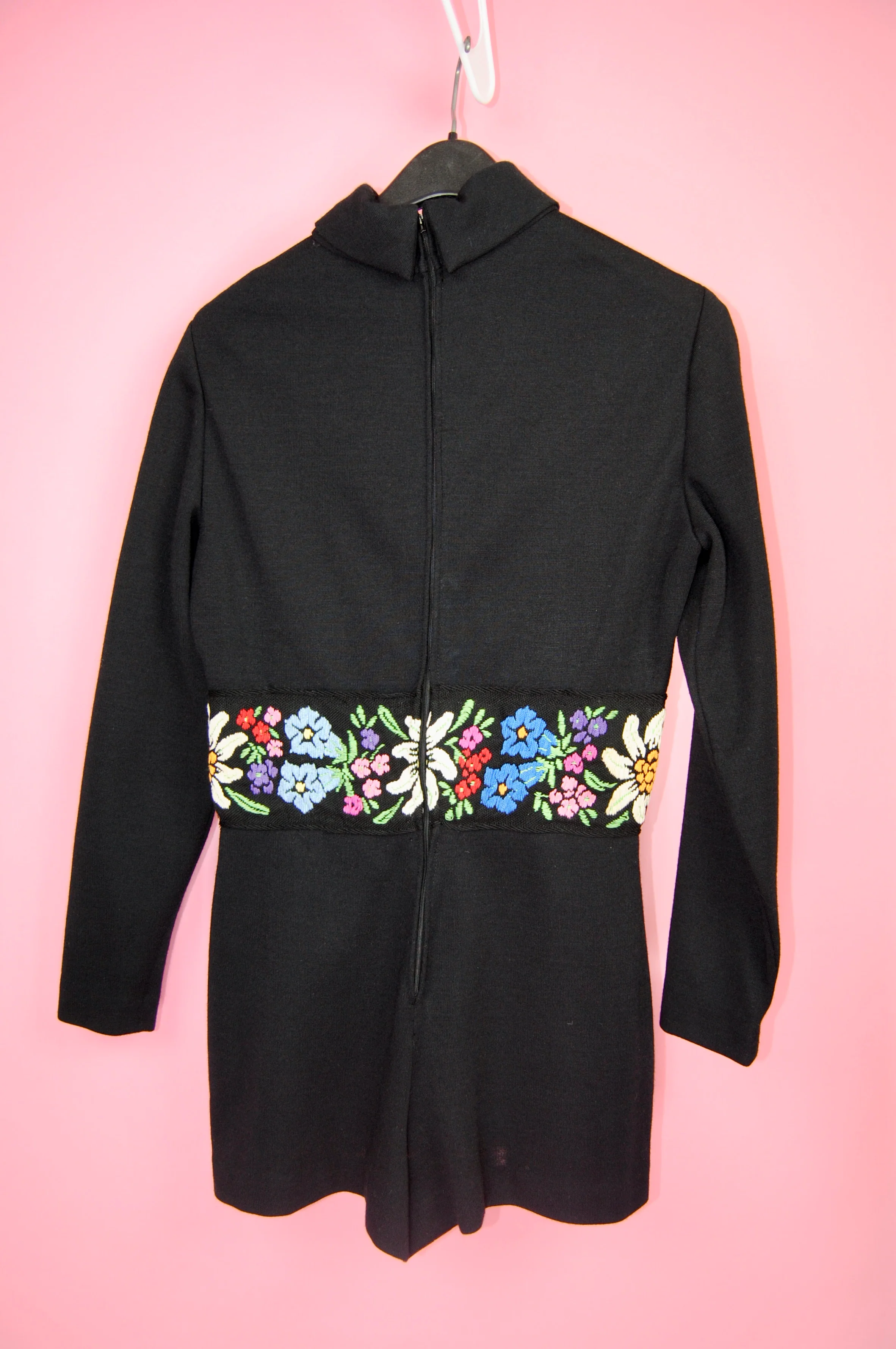 60s Rare Black Cozy Romper With Detachable Skirt By Park Royal Ltd. - Image 15