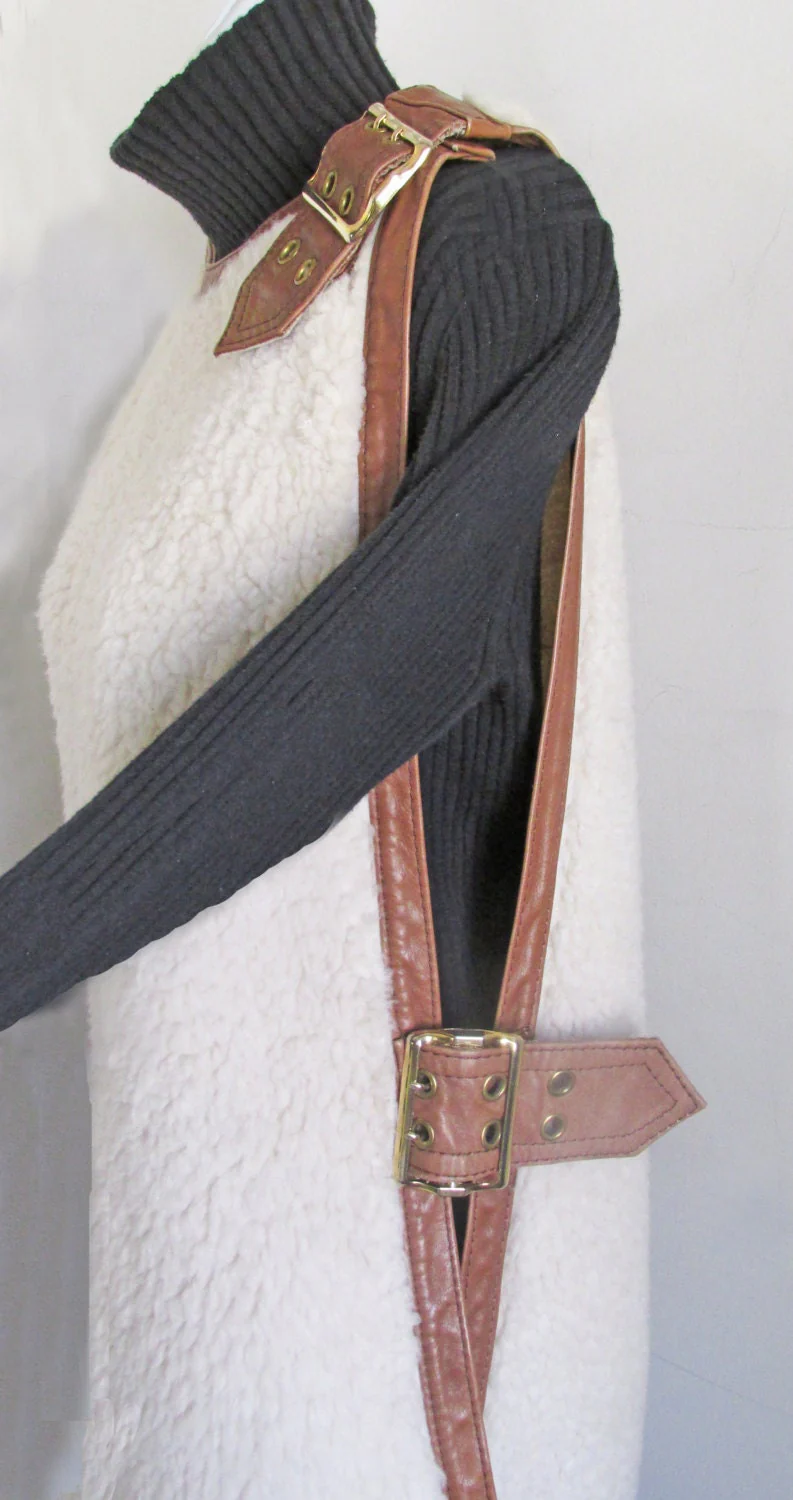 60s Rare Designer Sheepskin Style "serf" Smock Beatnick Tunic Jumper for Damon Ren Faire Garb Medieval by Francesca - Image 3