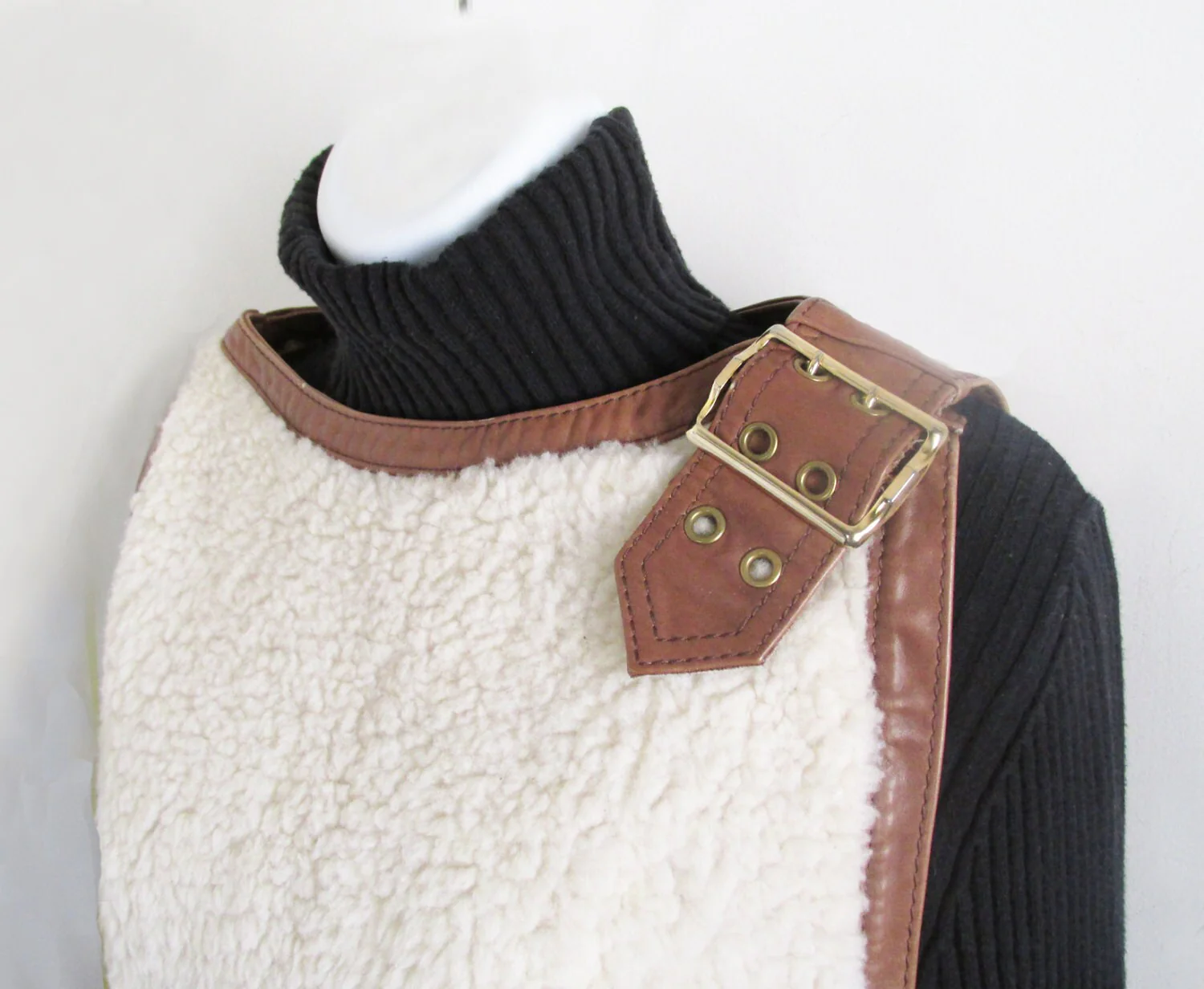 60s Rare Designer Sheepskin Style "serf" Smock Beatnick Tunic Jumper for Damon Ren Faire Garb Medieval by Francesca - Image 4