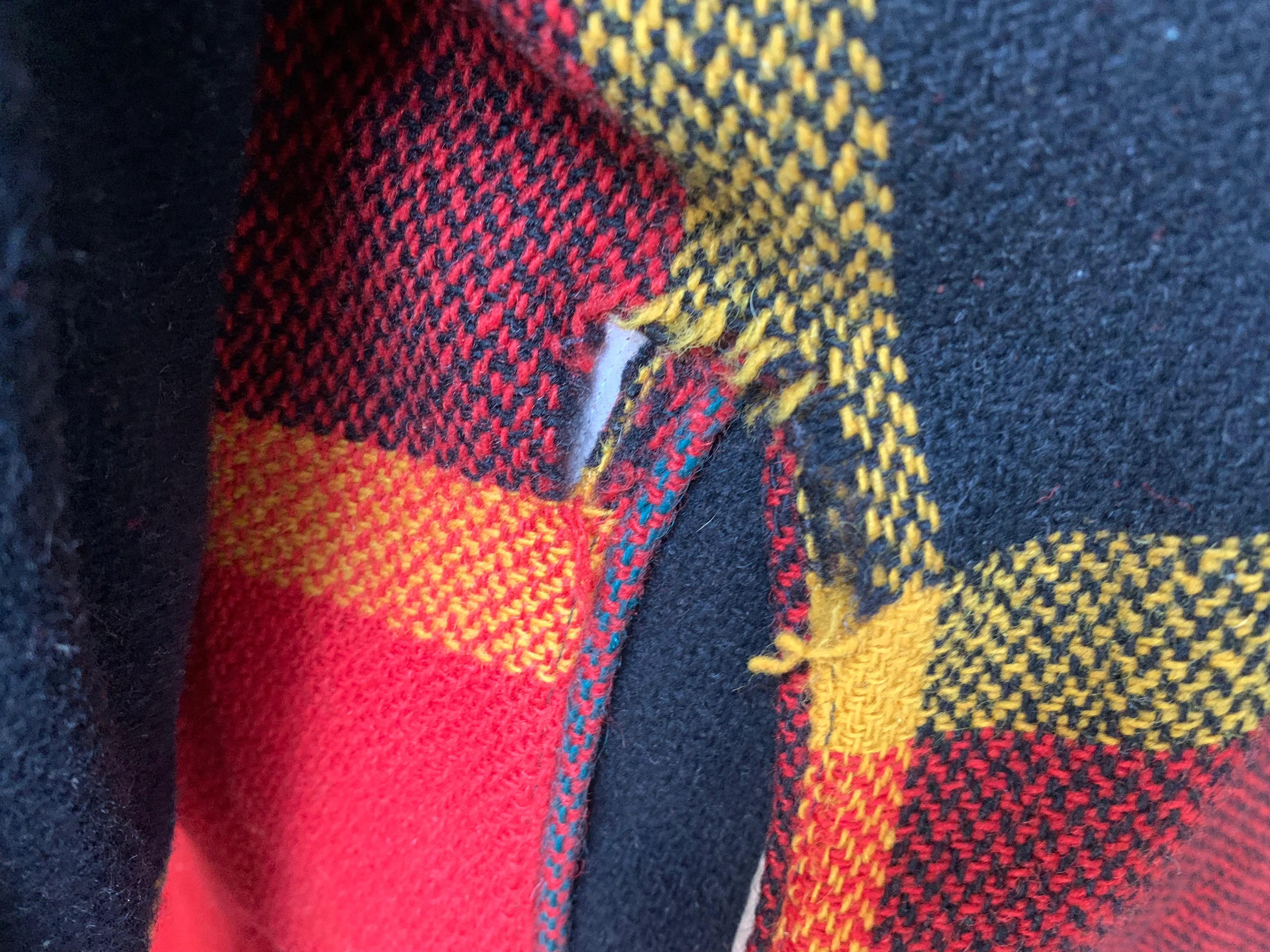 60s Red Black Yellow Wool Pile Lined Grunge Jacket By Peters Whaler - Image 10