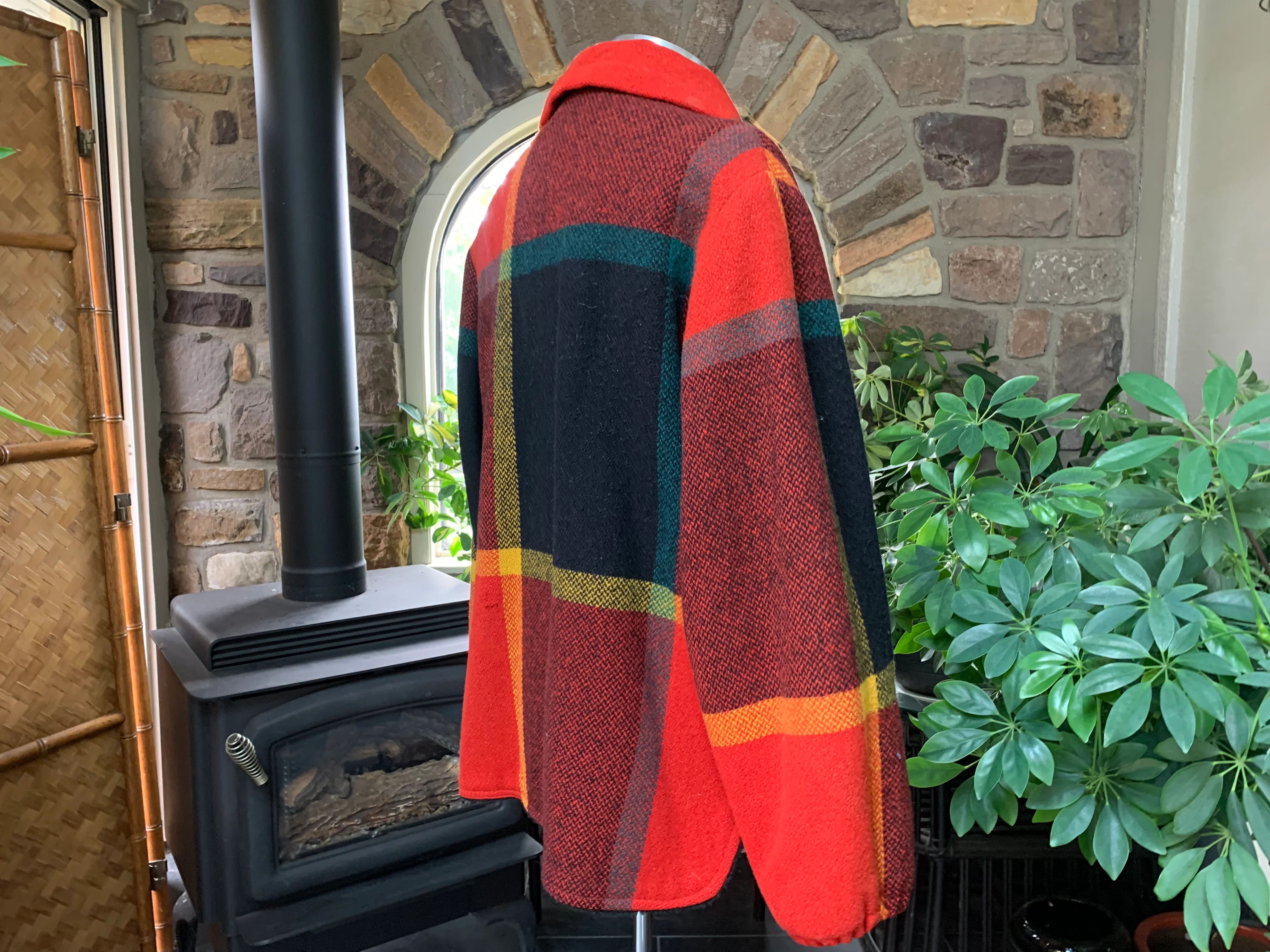 60s Red Black Yellow Wool Pile Lined Grunge Jacket By Peters Whaler - Image 6