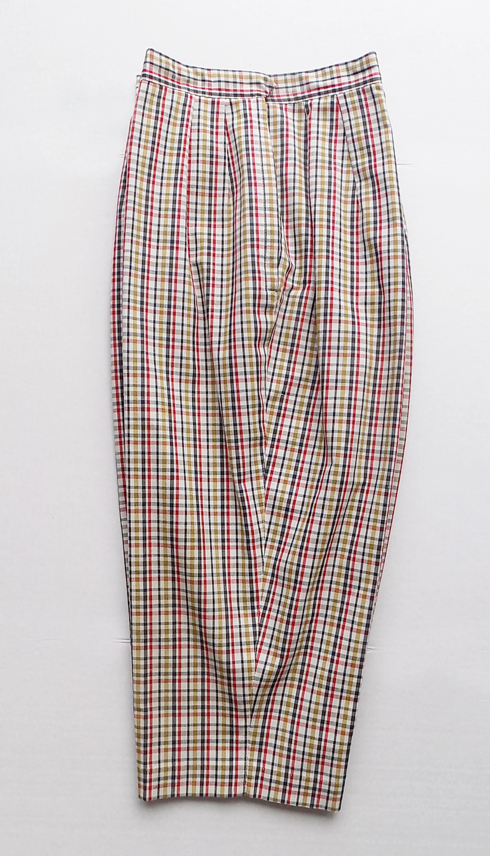 60s Red Blue and Yellow Plaid Pedal Pushers Clam Diggers Capri Pants Rockabilly Cotton One Side Pocket Union Made - Image 5