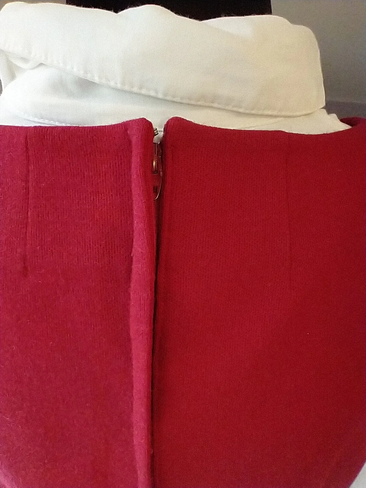 60s Red Jumper Knit Dress Lined Sleeveles Christmas Dress Women's Medium - Image 7