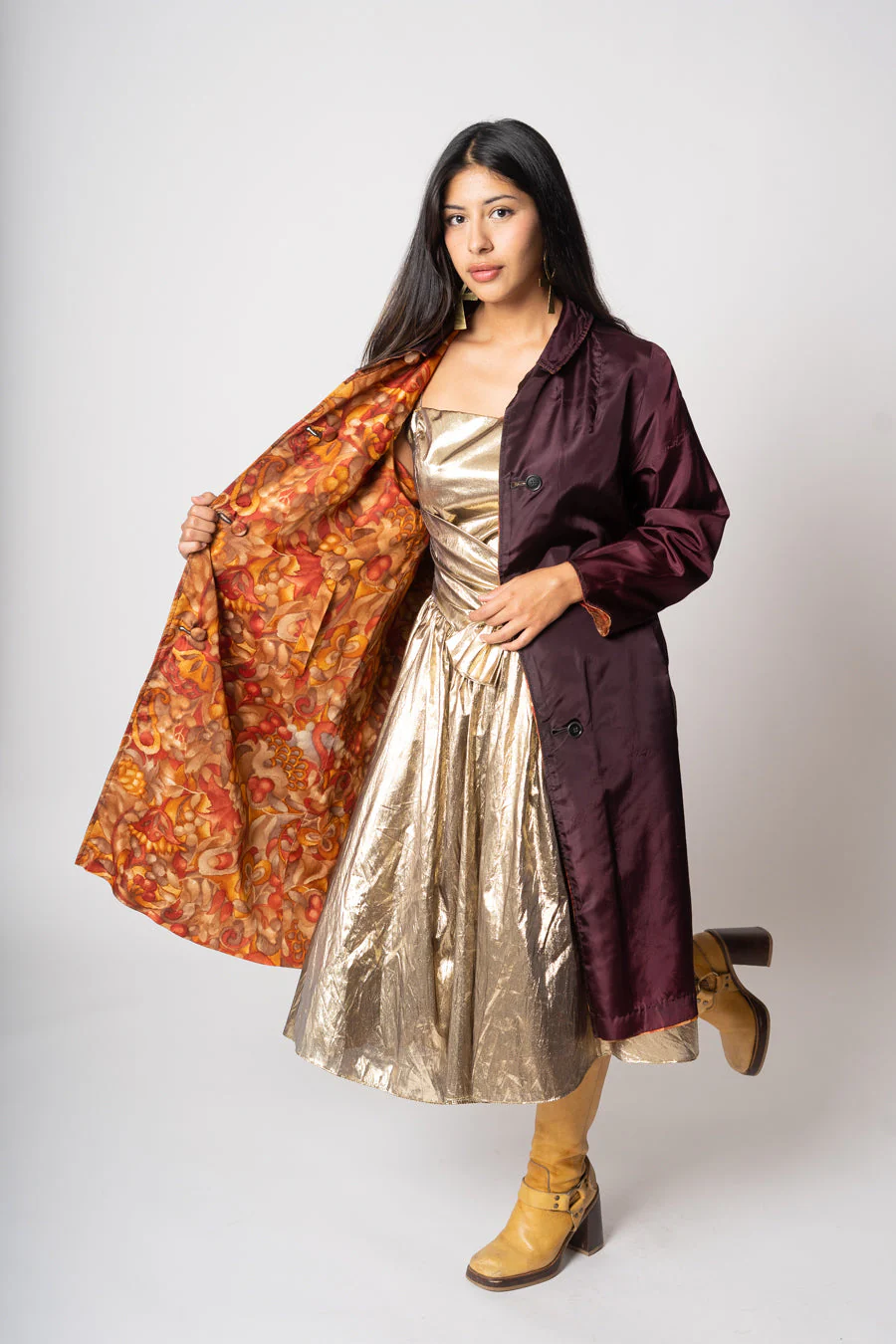 60s Reversible Taffeta Coat - Image 3