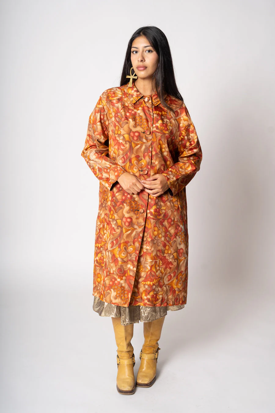 60s Reversible Taffeta Coat - Image 5