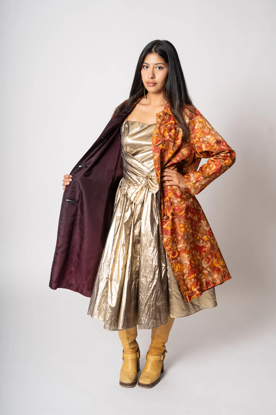 60s Reversible Taffeta Coat - Image 8
