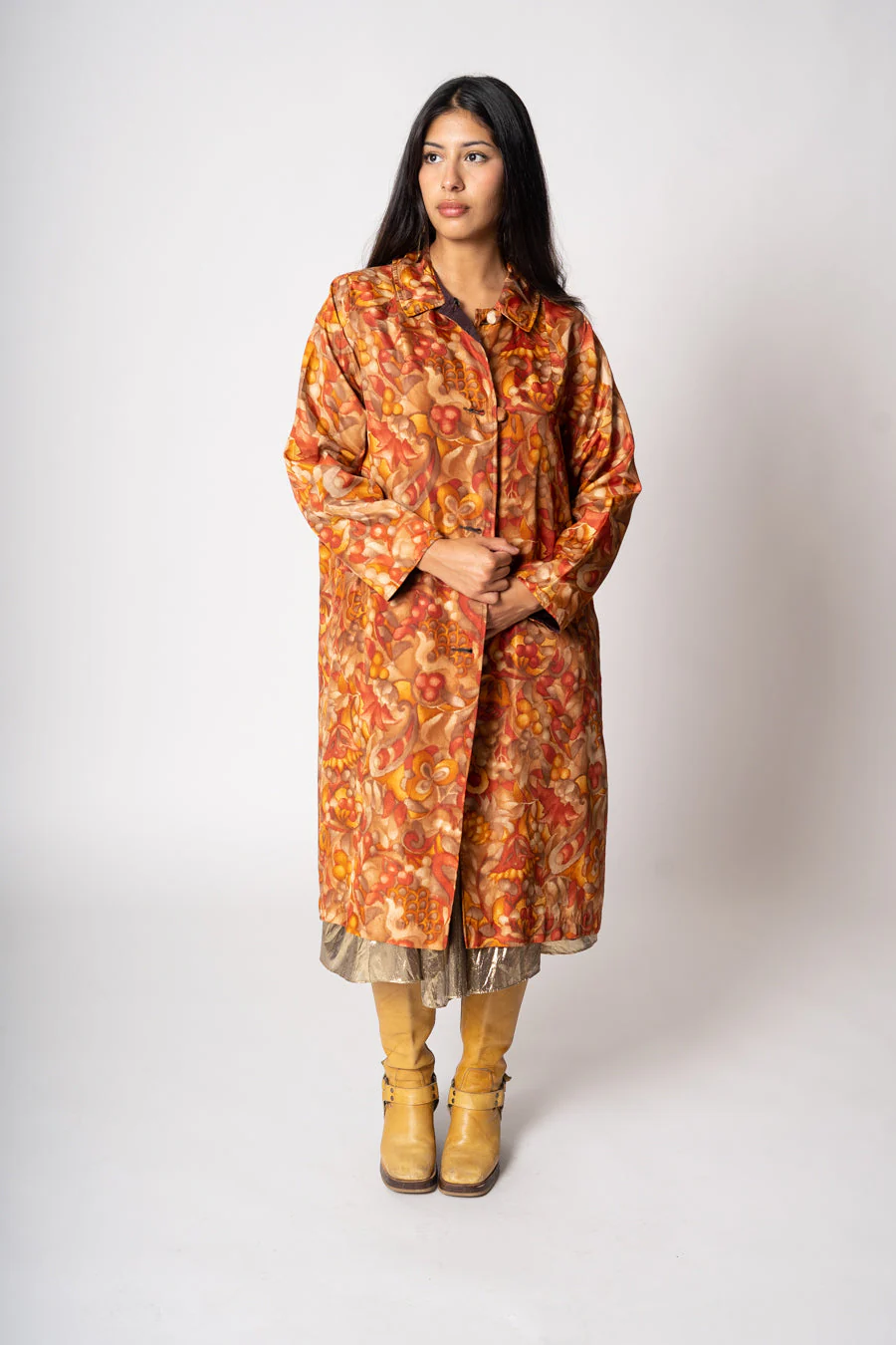 60s Reversible Taffeta Coat - Image 9