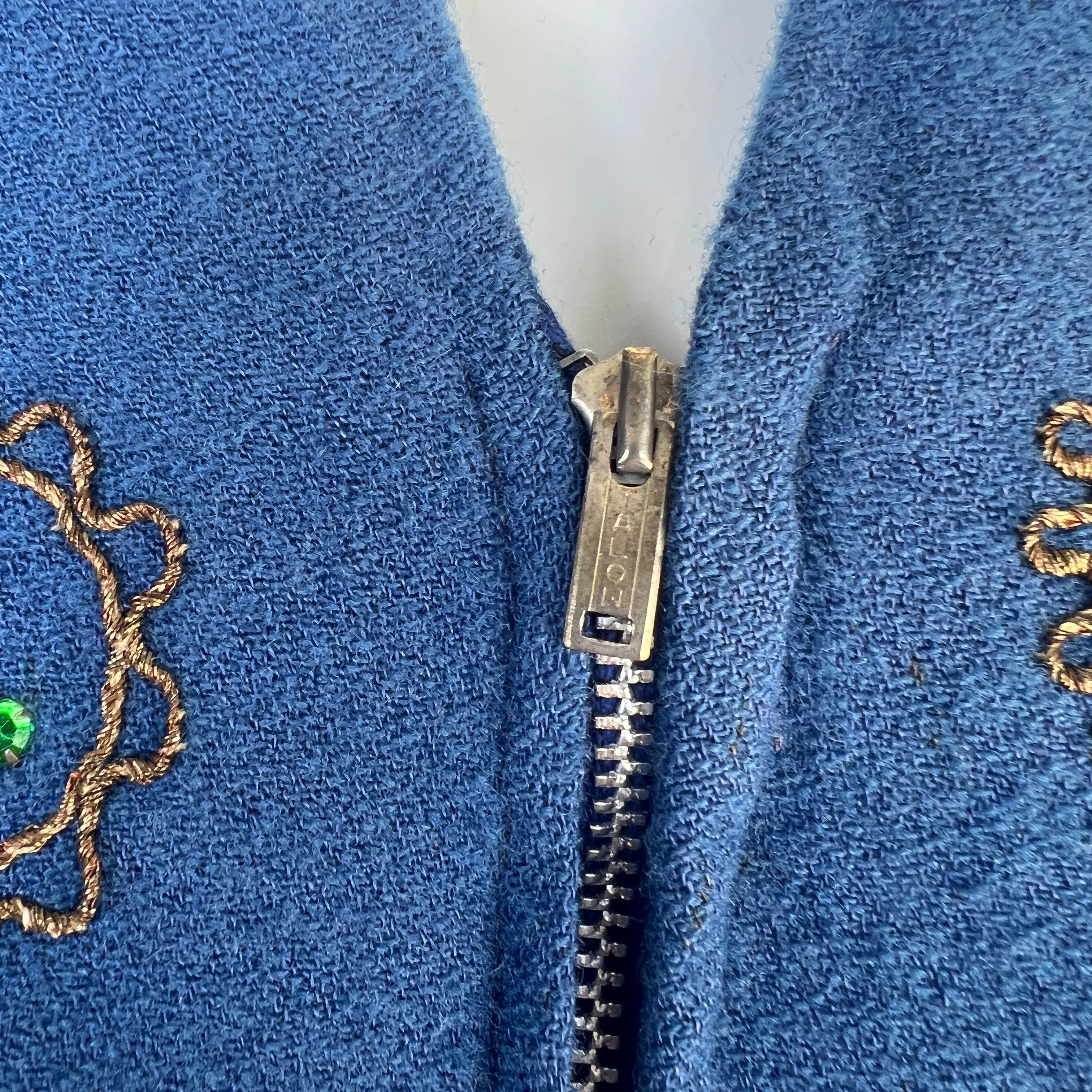 60s Rhinestone Decorated Blue Zip Up Dress by Najila of Hollywood - Image 6