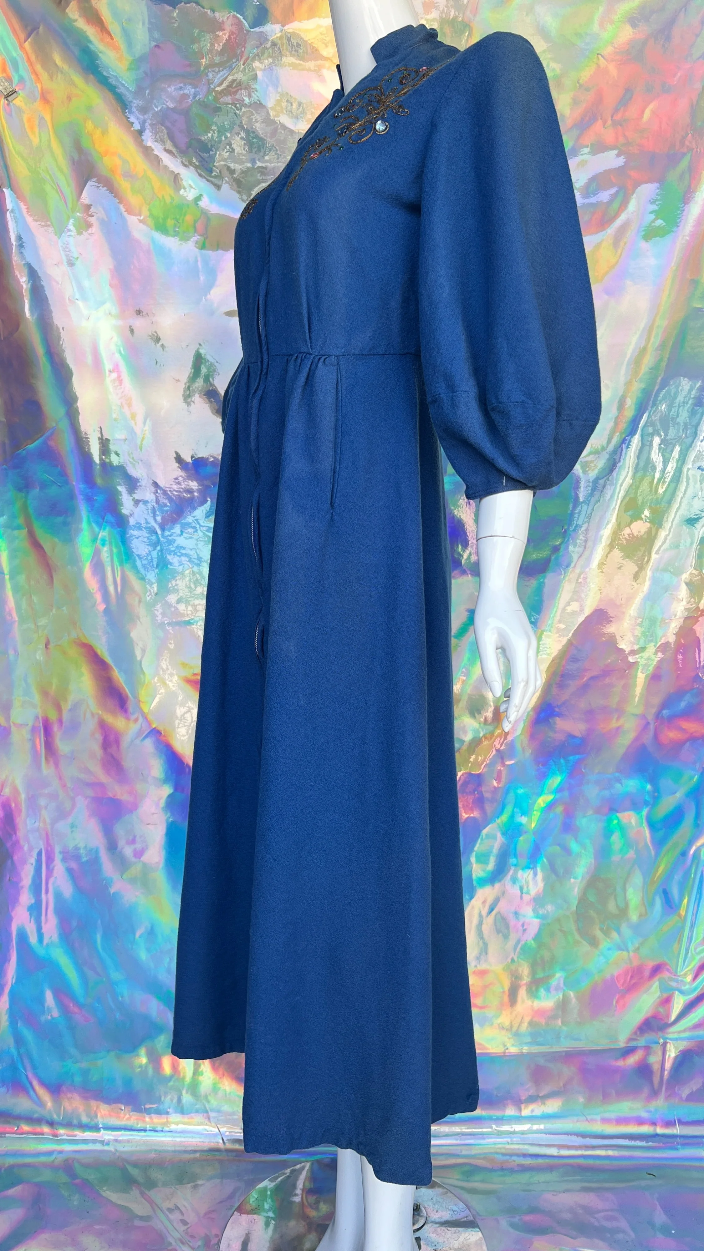 60s Rhinestone Decorated Blue Zip Up Dress by Najila of Hollywood - Image 7