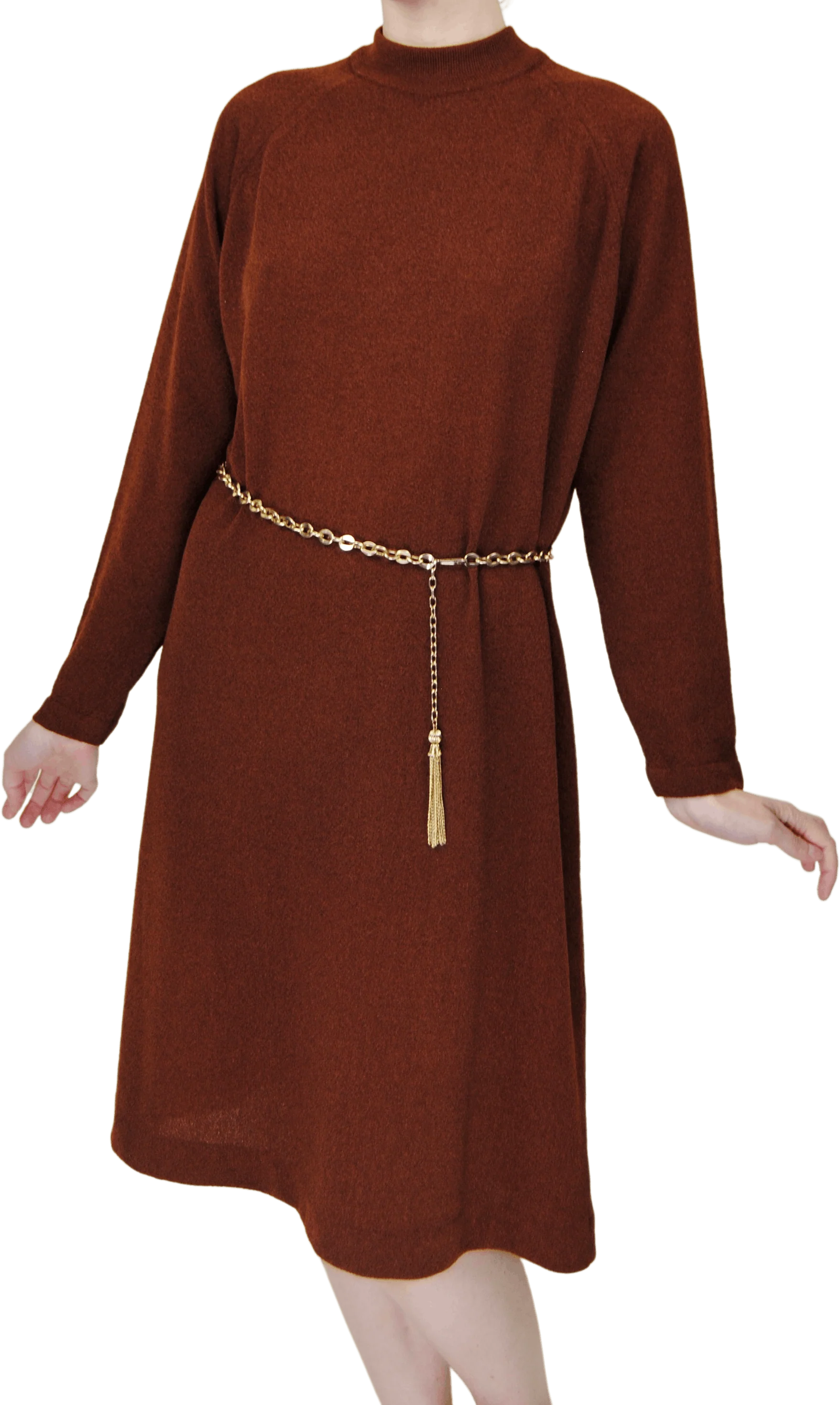60s Rusty Brown Knit Dress By Talbot Traveler