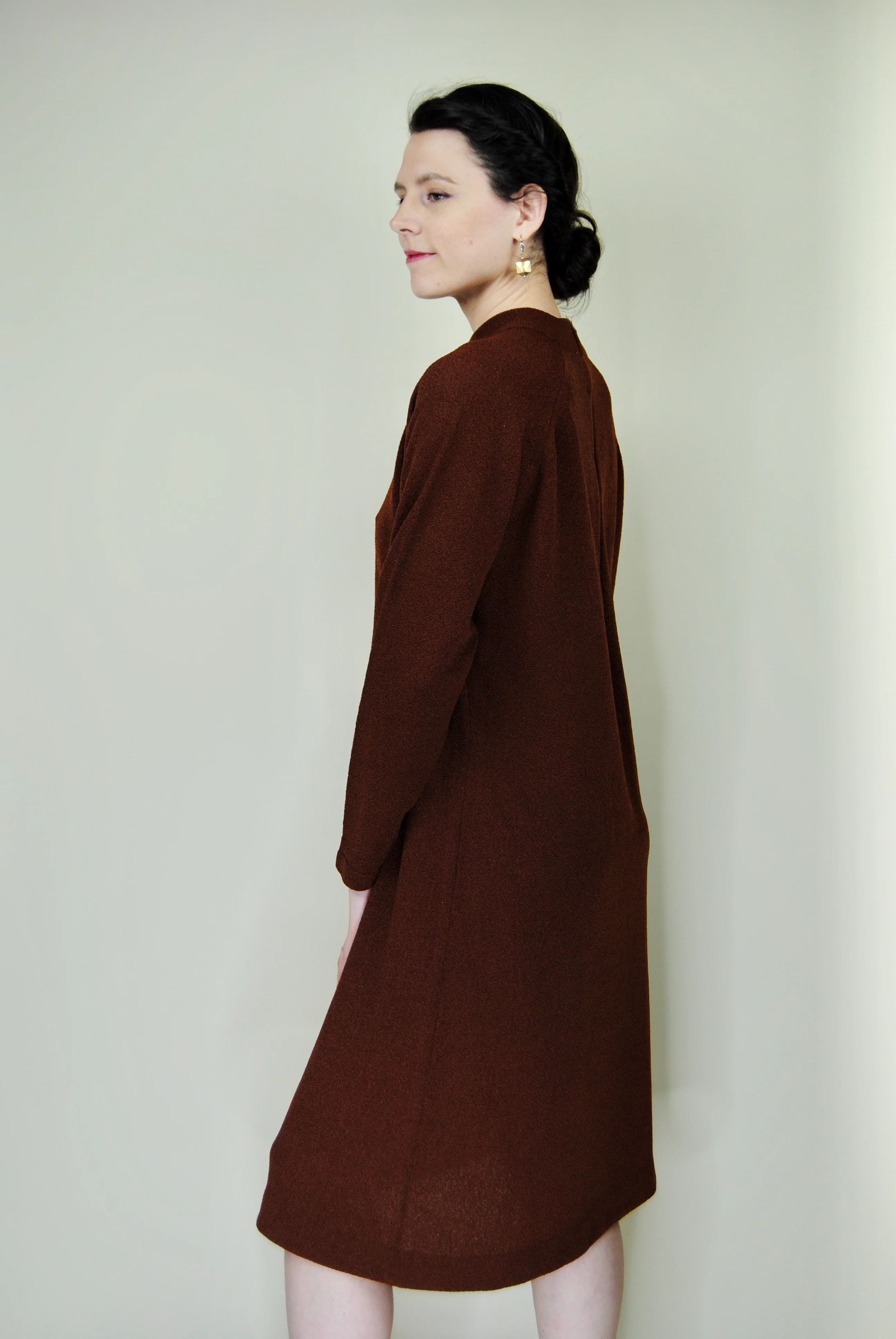 60s Rusty Brown Knit Dress By Talbot Traveler - Image 10