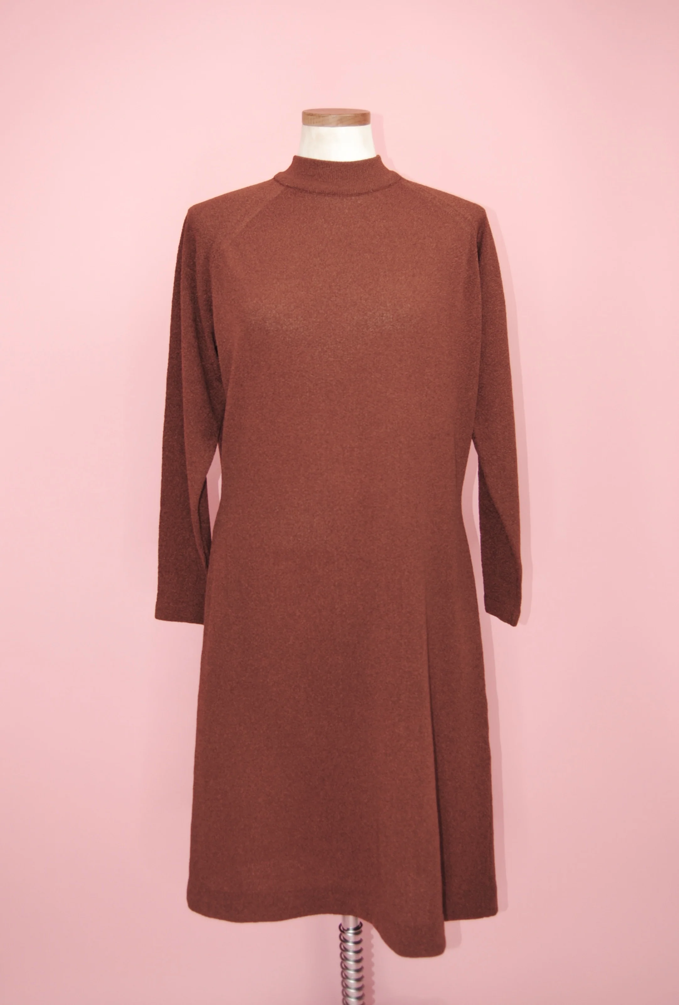 60s Rusty Brown Knit Dress By Talbot Traveler - Image 12