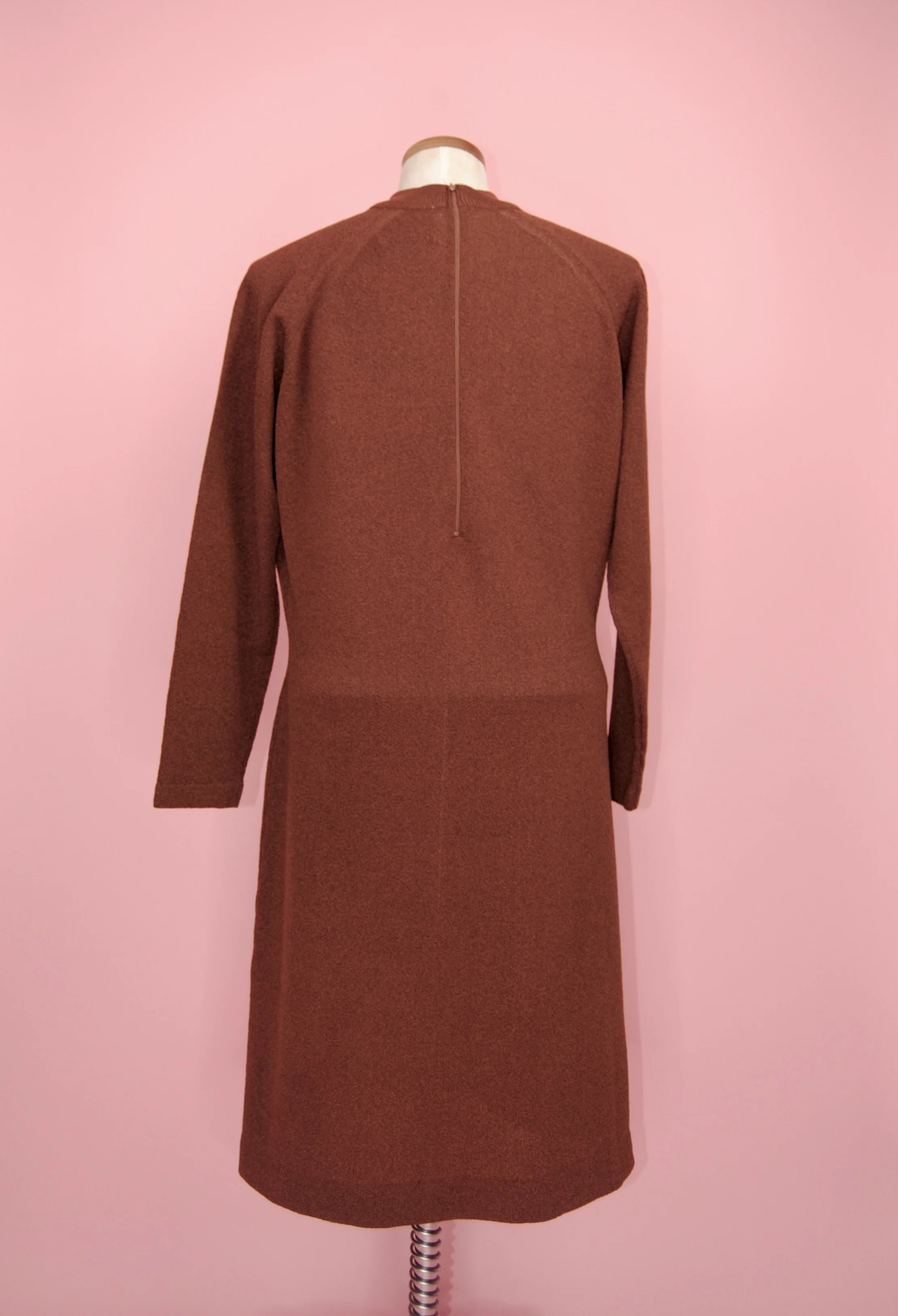 60s Rusty Brown Knit Dress By Talbot Traveler - Image 14