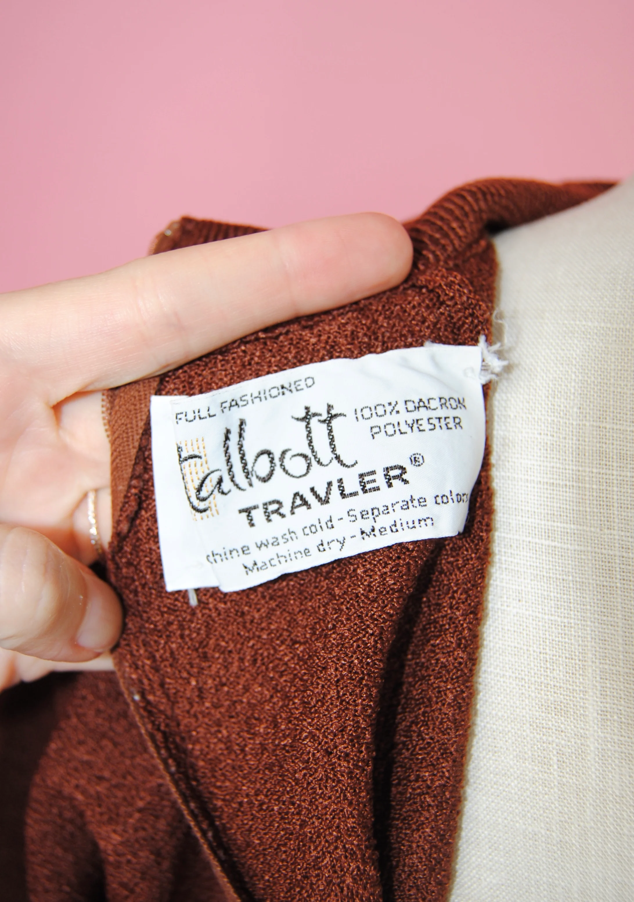 60s Rusty Brown Knit Dress By Talbot Traveler - Image 16