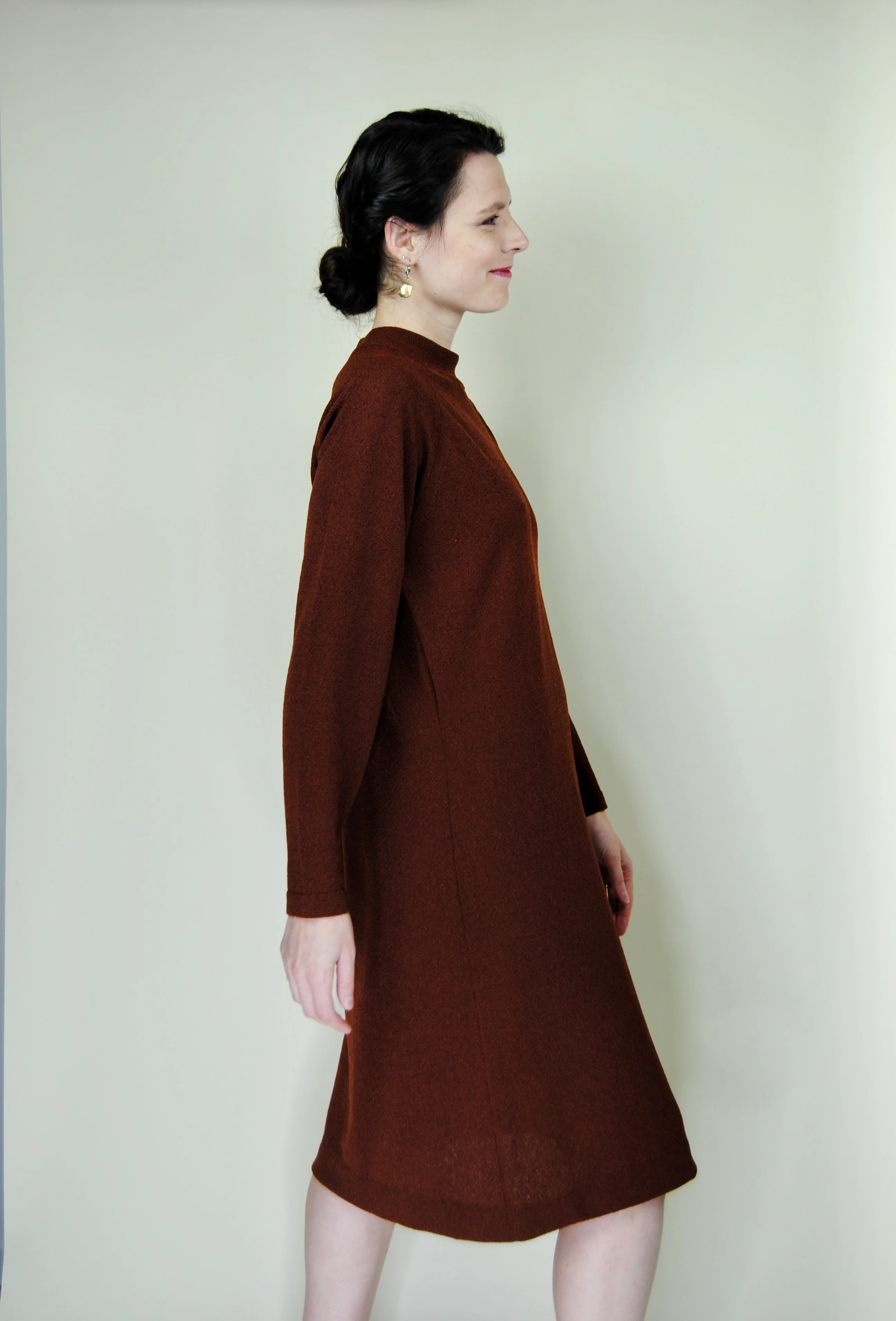60s Rusty Brown Knit Dress By Talbot Traveler - Image 7
