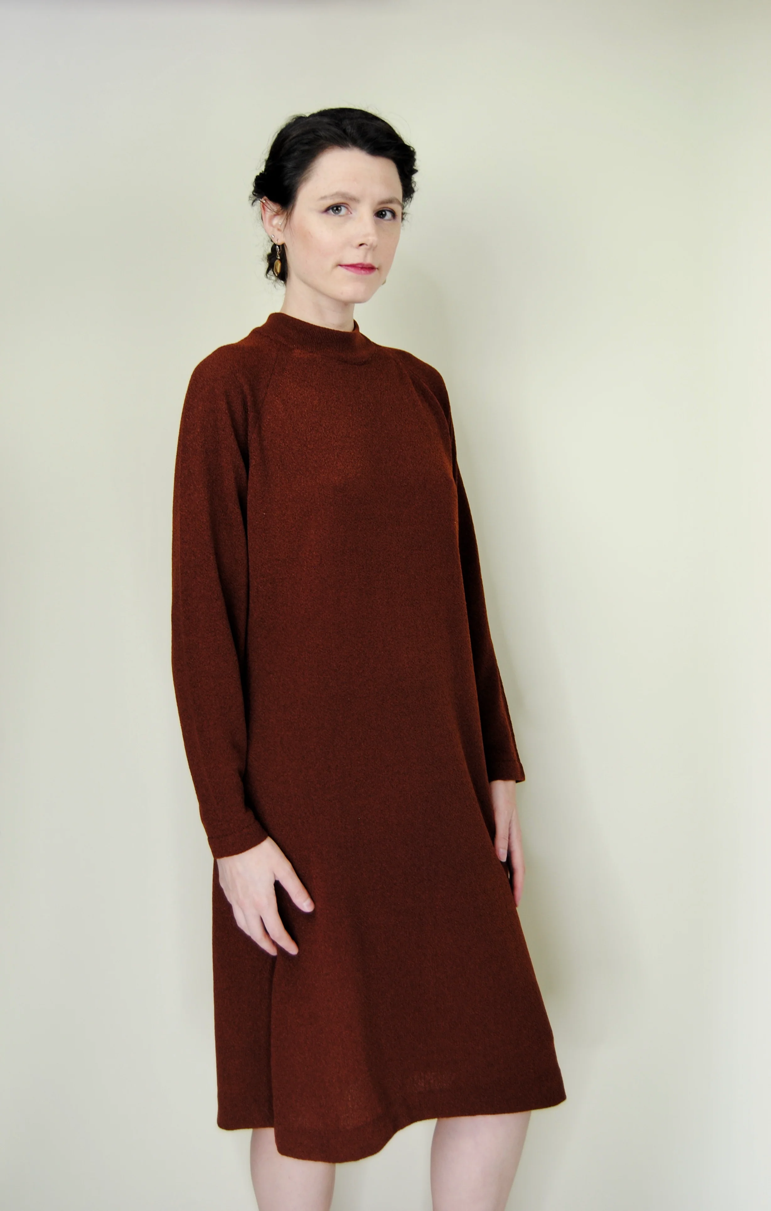 60s Rusty Brown Knit Dress By Talbot Traveler - Image 8
