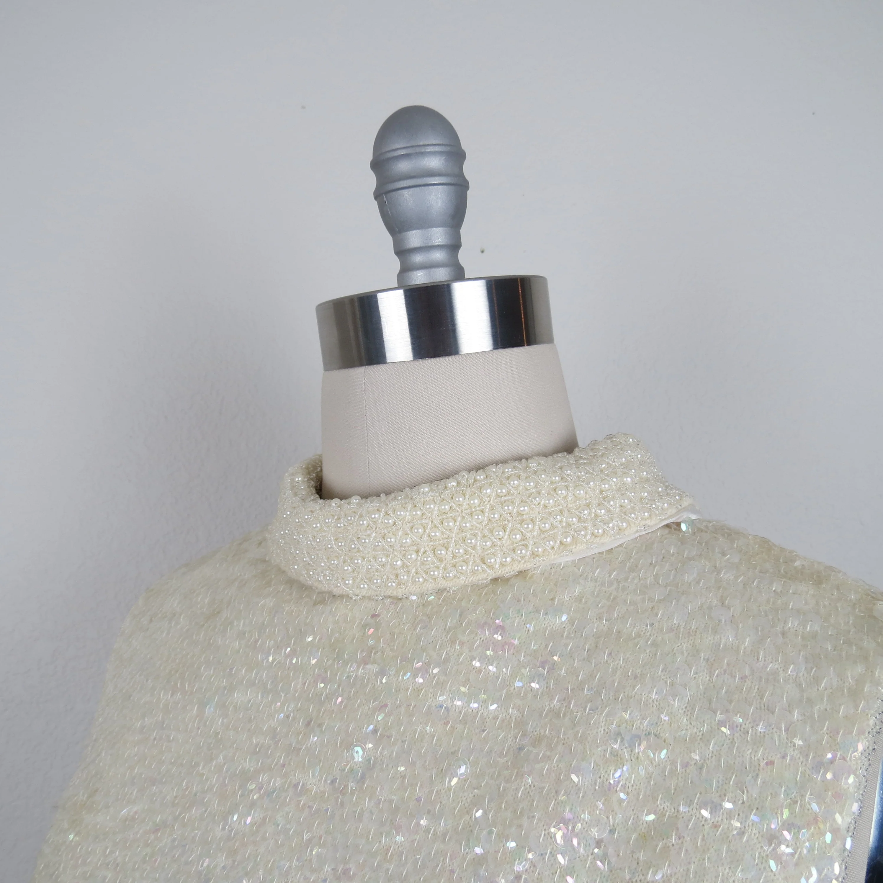 60s Sequined Tank Sweater Top Hand Beaded Cocktail - Image 4
