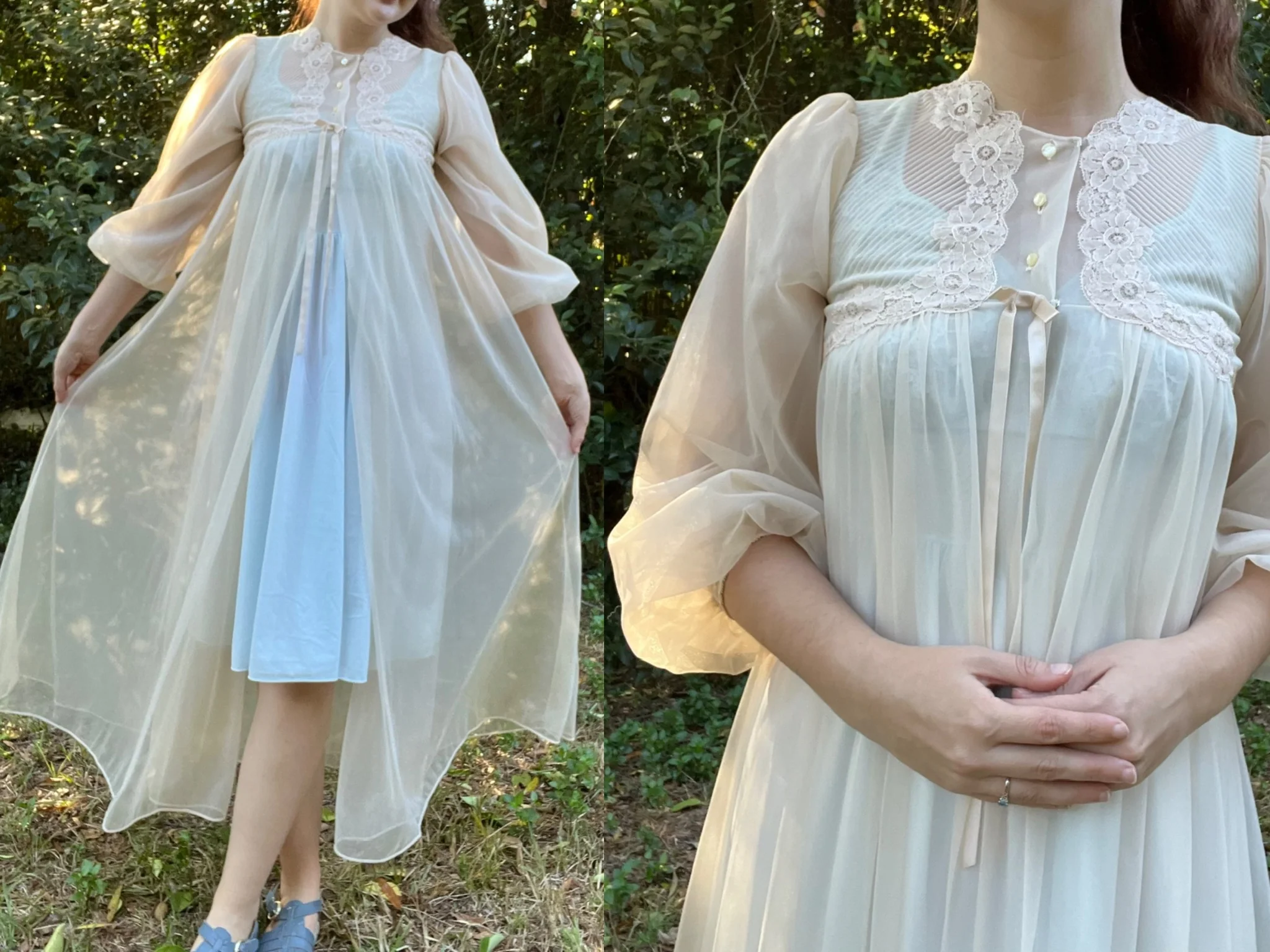 60s Sheer Blush Pink Peignoir Robe By Gossard Artemis - Image 3