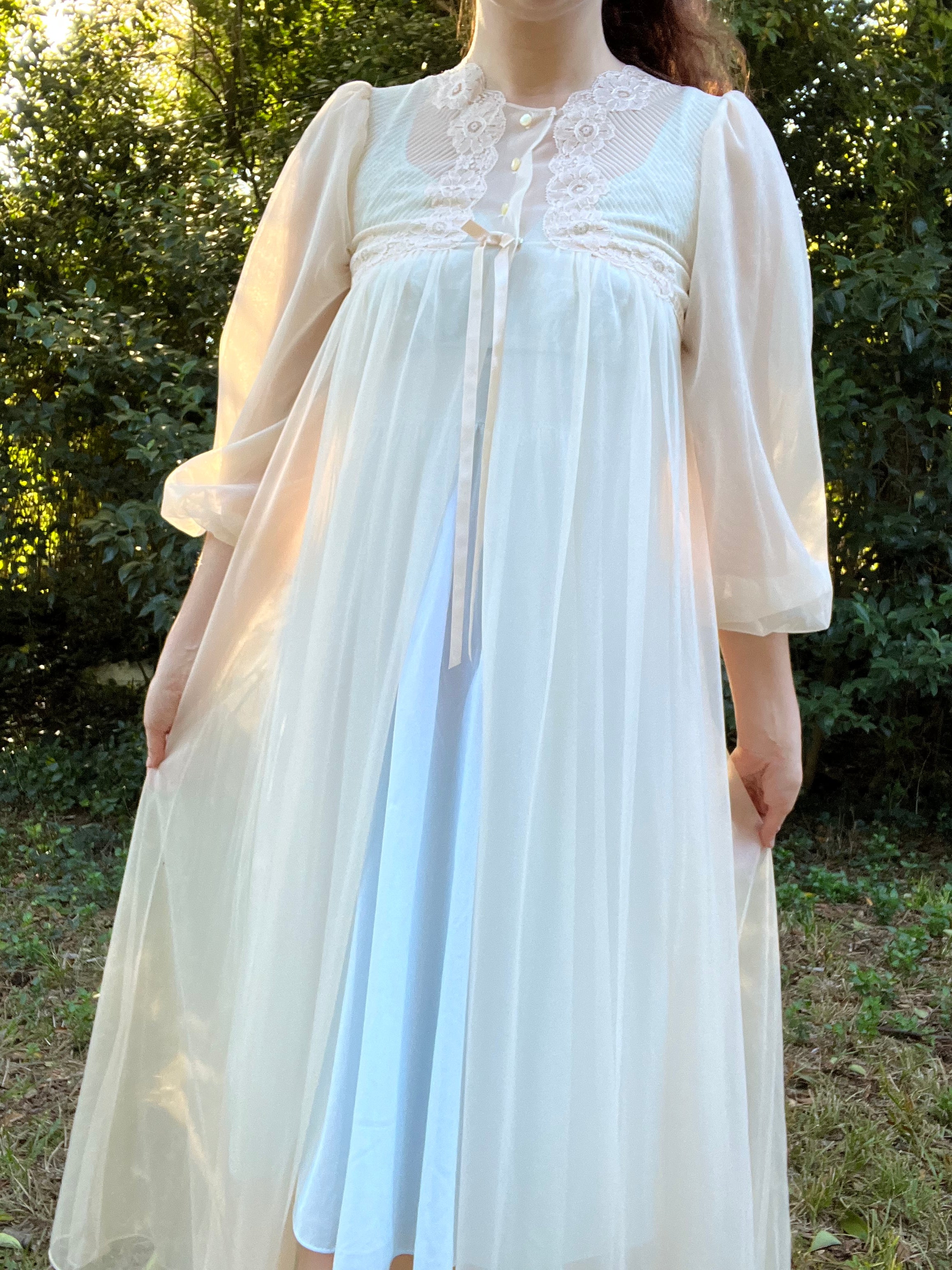 60s Sheer Blush Pink Peignoir Robe By Gossard Artemis - Image 4