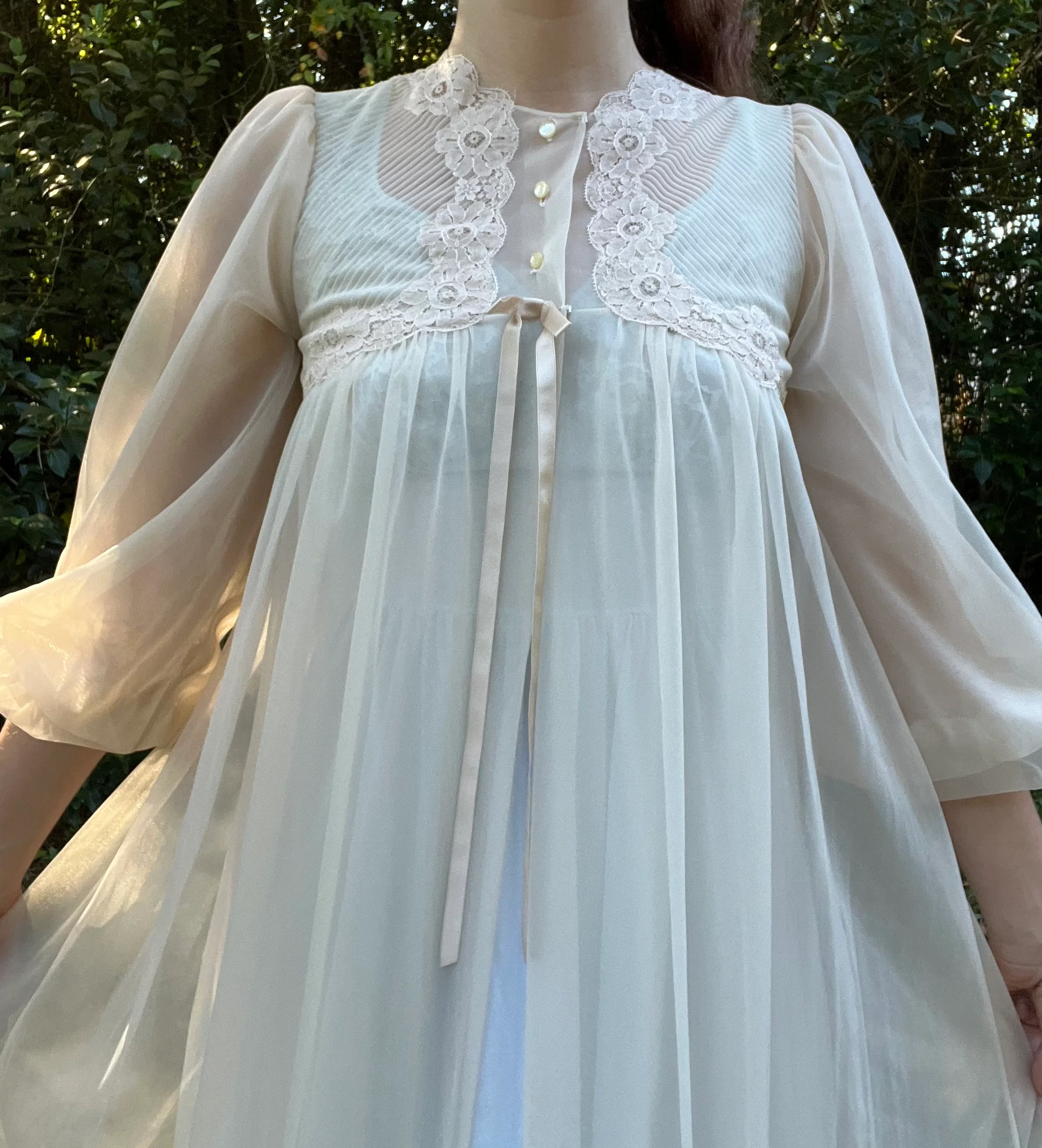 60s Sheer Blush Pink Peignoir Robe By Gossard Artemis - Image 6