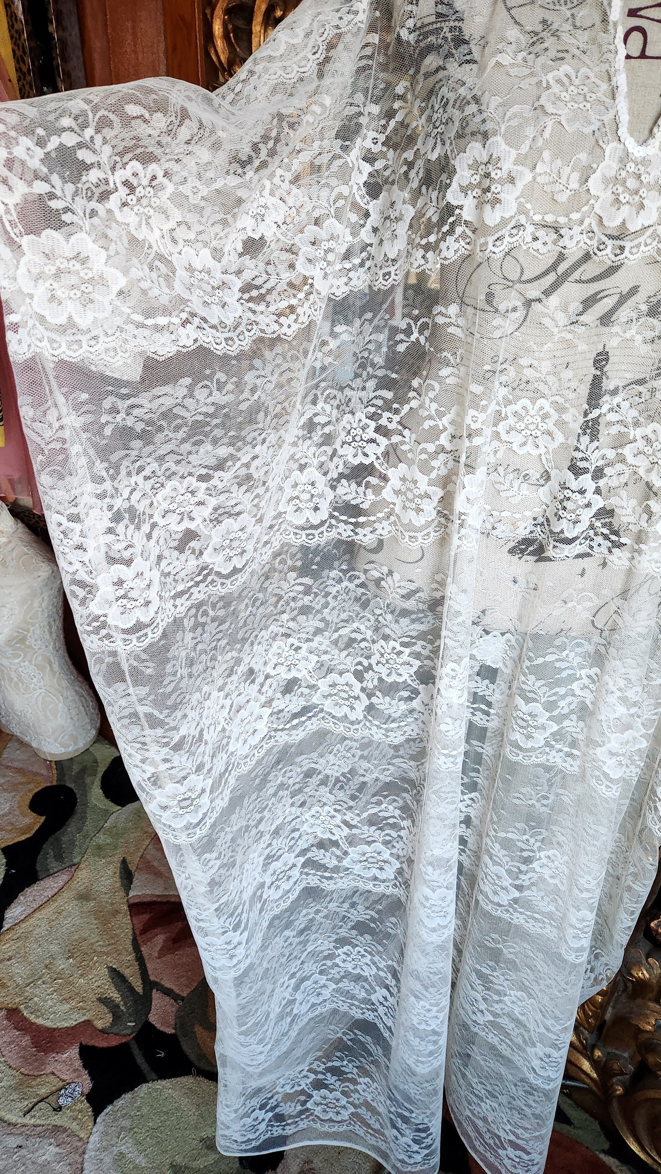 60s Sheer White Lace Kaftan by  Barbara Stephenson - Image 3