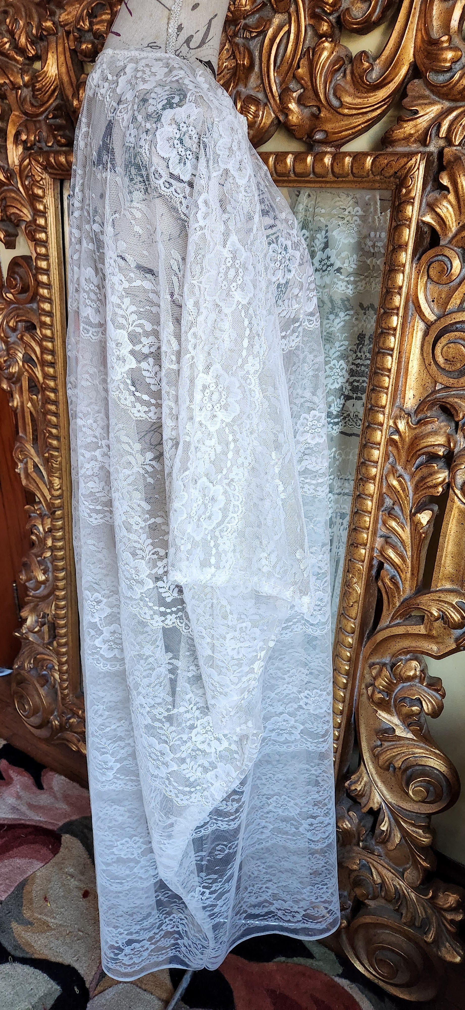 60s Sheer White Lace Kaftan by  Barbara Stephenson - Image 6