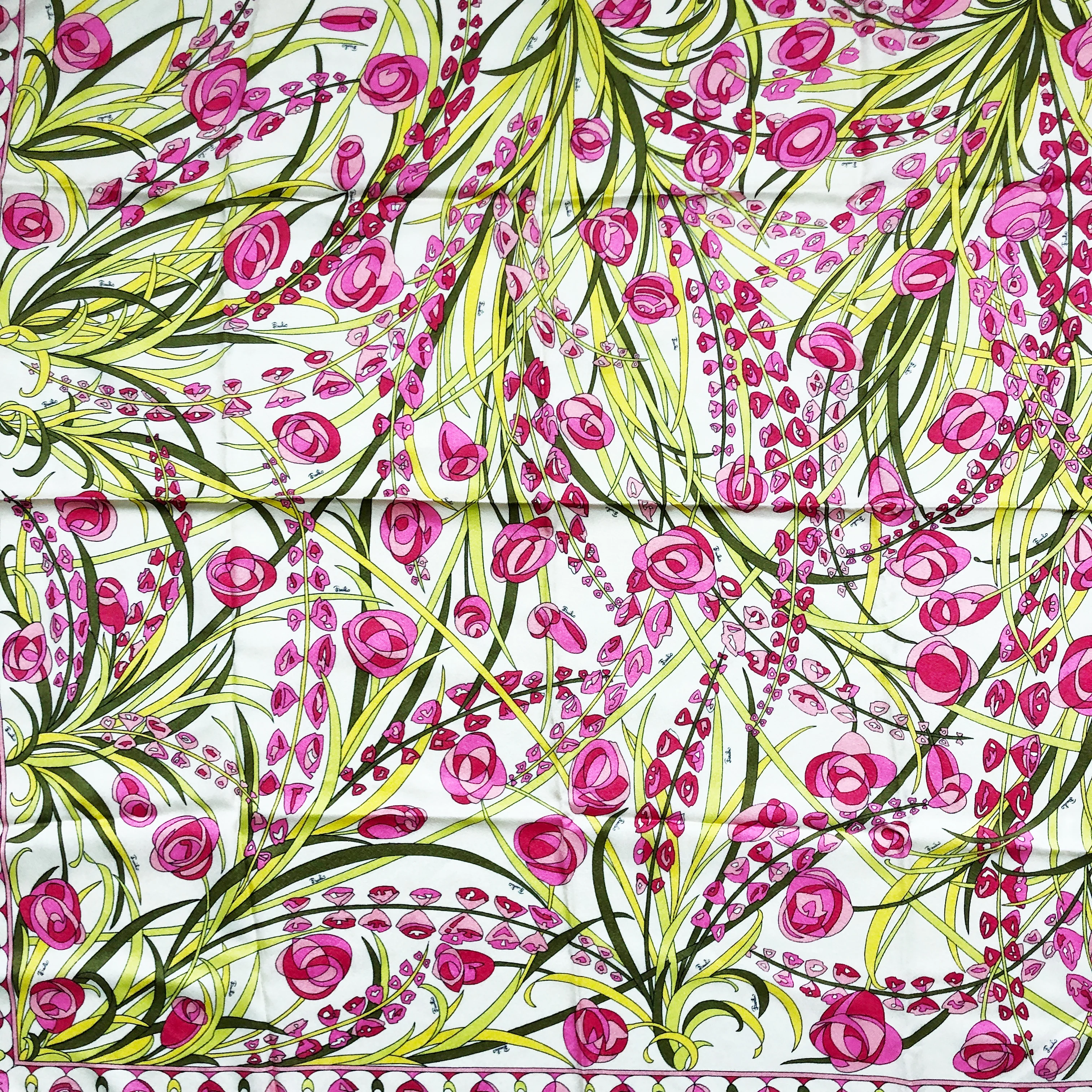 60s Silk Scarf Shawl Abstract Floral Print 34in Retro By Emilio Pucci - Image 5