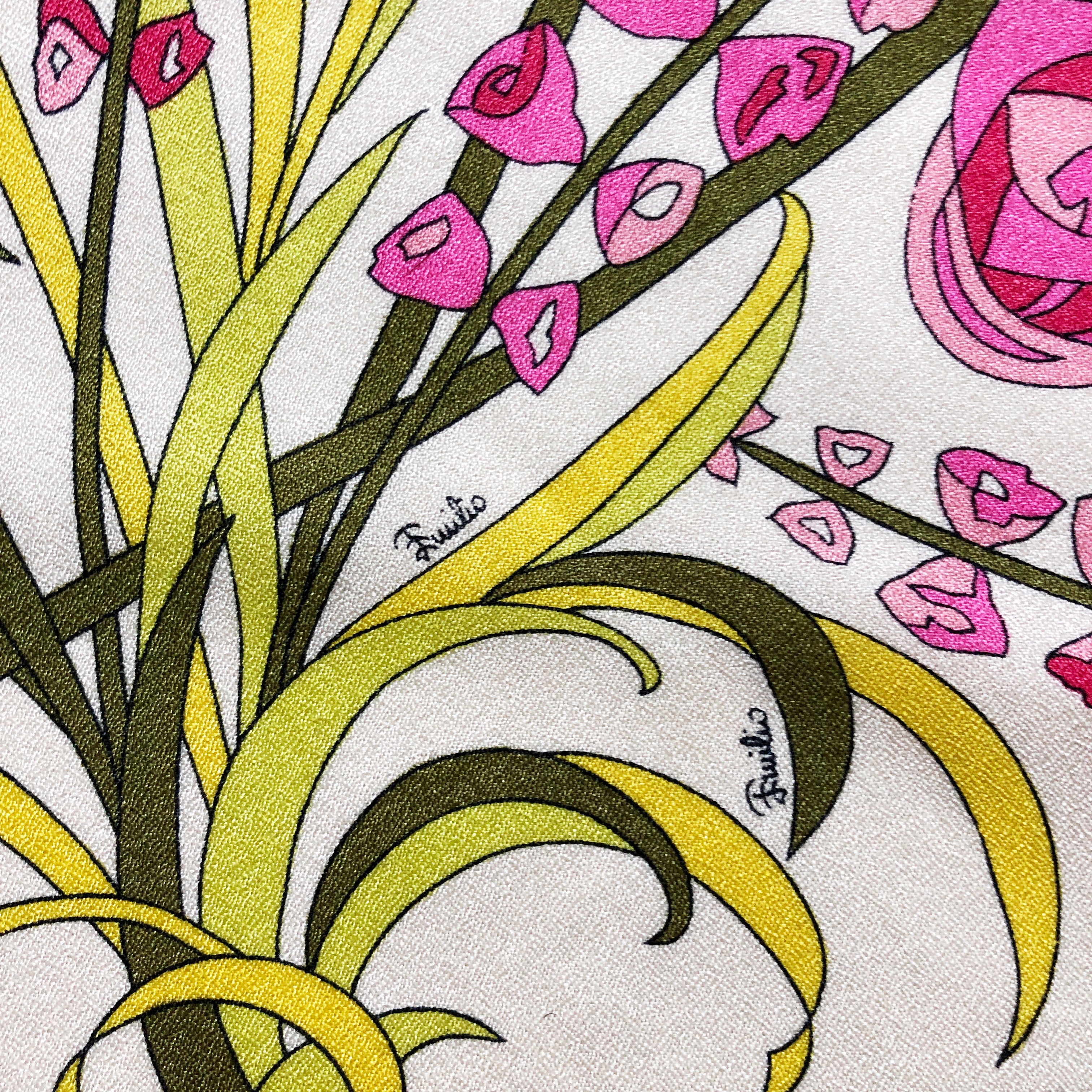 60s Silk Scarf Shawl Abstract Floral Print 34in Retro By Emilio Pucci - Image 7