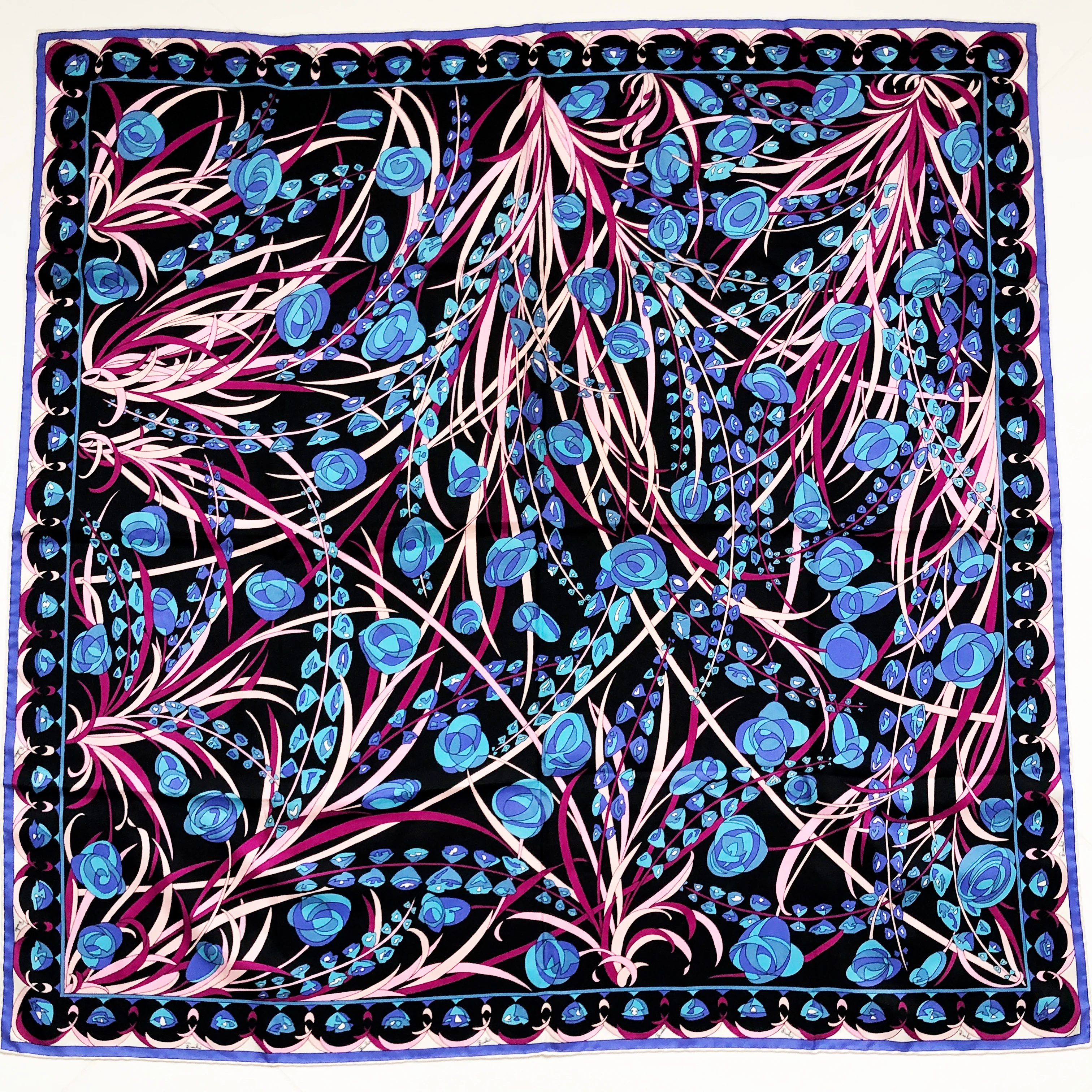 60s Silk Scarf Shawl Abstract Floral Print 34in Square By Emilio Pucci - Image 3