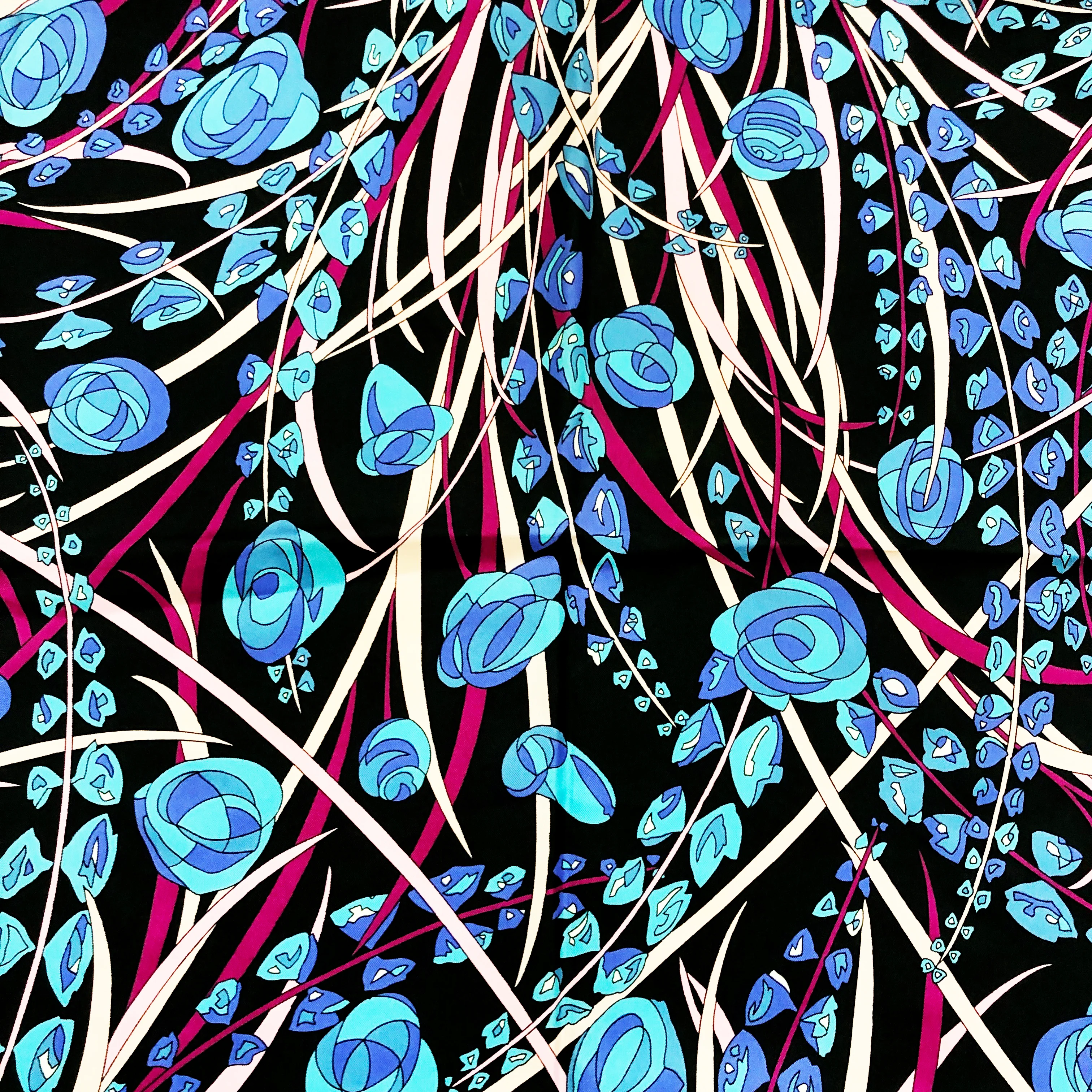 60s Silk Scarf Shawl Abstract Floral Print 34in Square By Emilio Pucci - Image 5