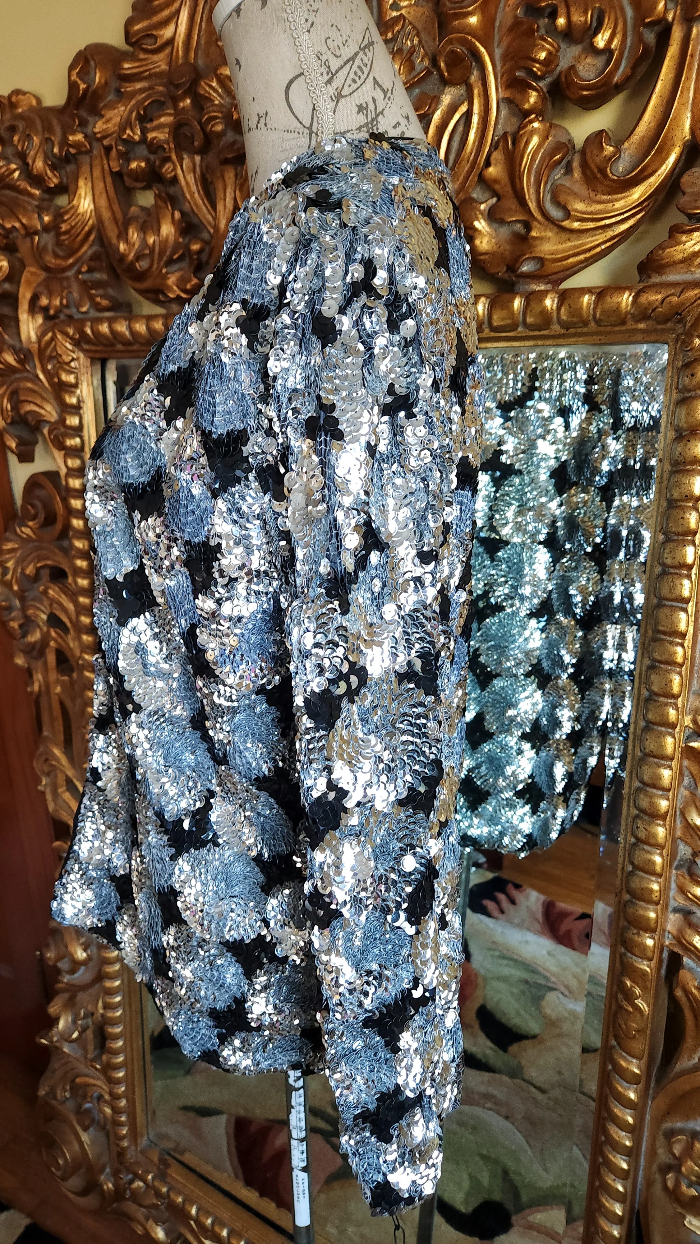 60s Silver And Black Heavily Sequin Jacket - Image 3