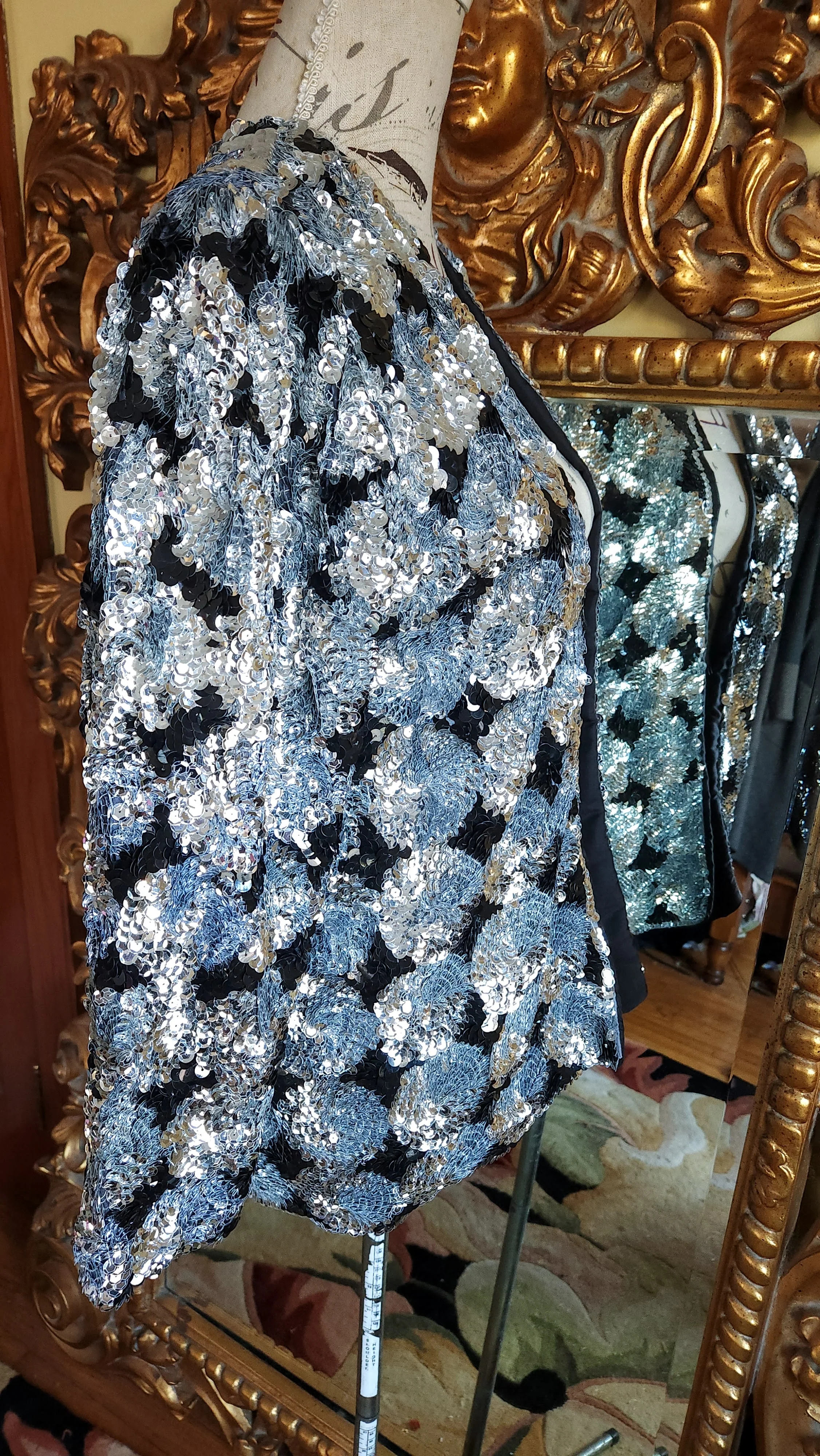 60s Silver And Black Heavily Sequin Jacket - Image 4