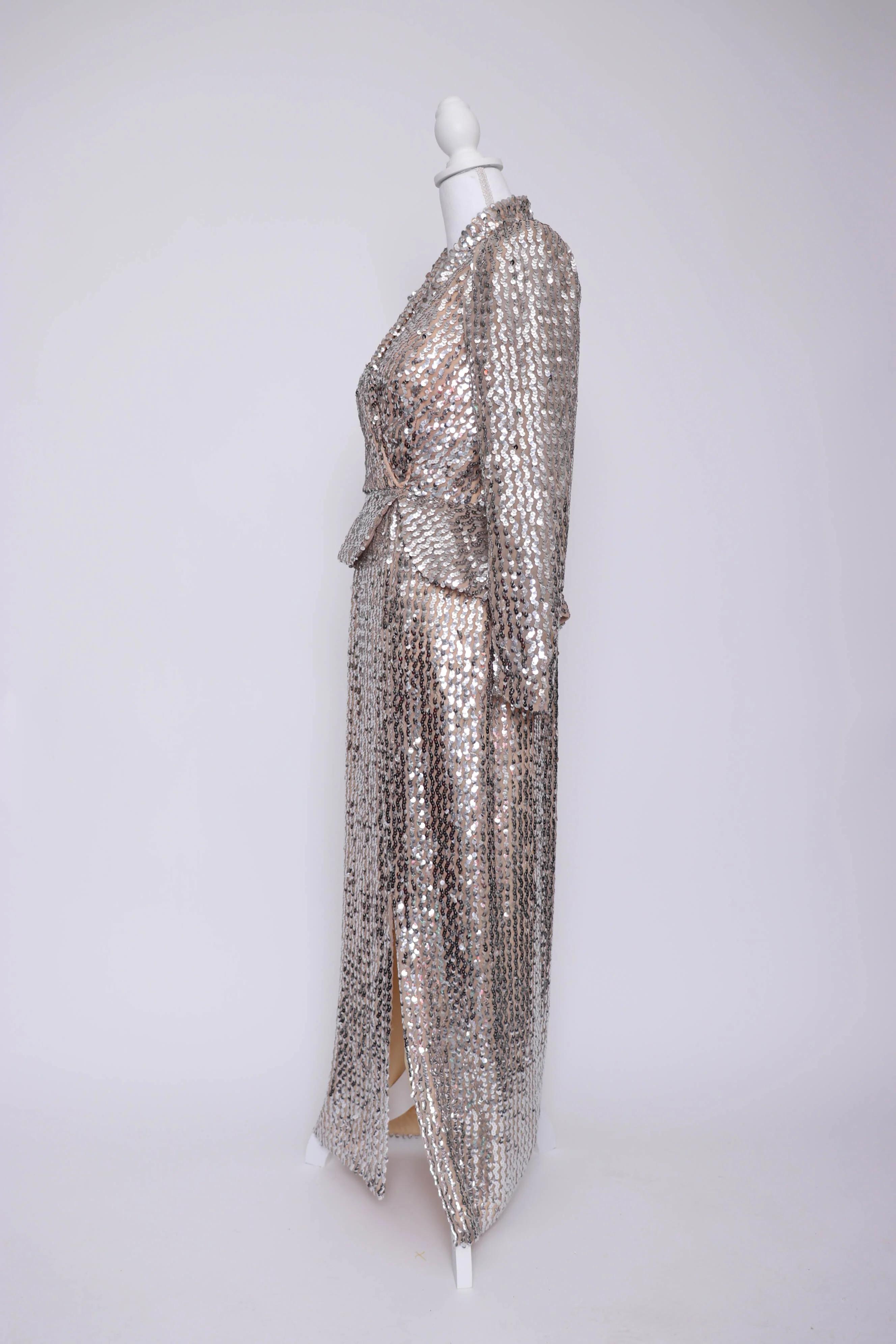 60s Silver Sequin Evening Dress Xs by Lilli Diamond California - Image 5