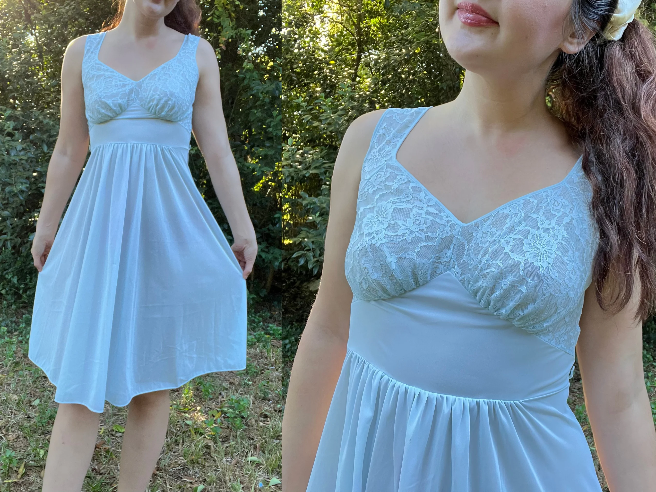 60s Sky Blue Nylon Nightgown Slip Dress By Vanity Fair - Image 3