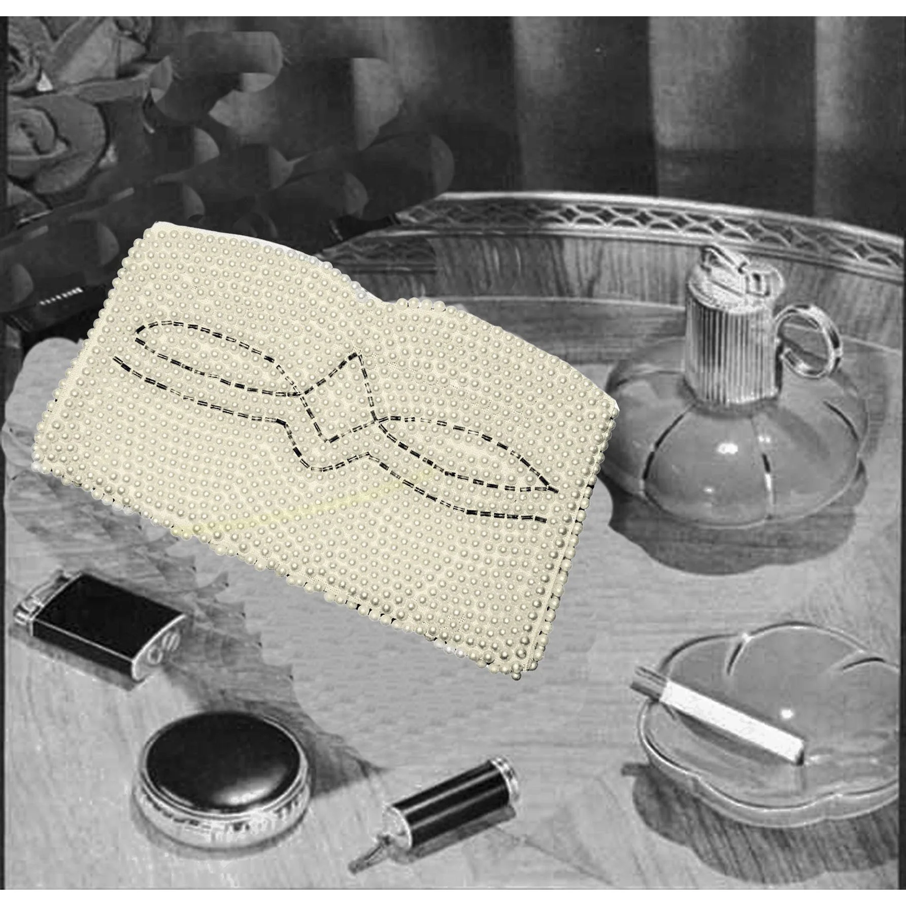 60s Small Pearl Beaded Clutch Purse Is Deadstock By Bags by Susan - Image 3