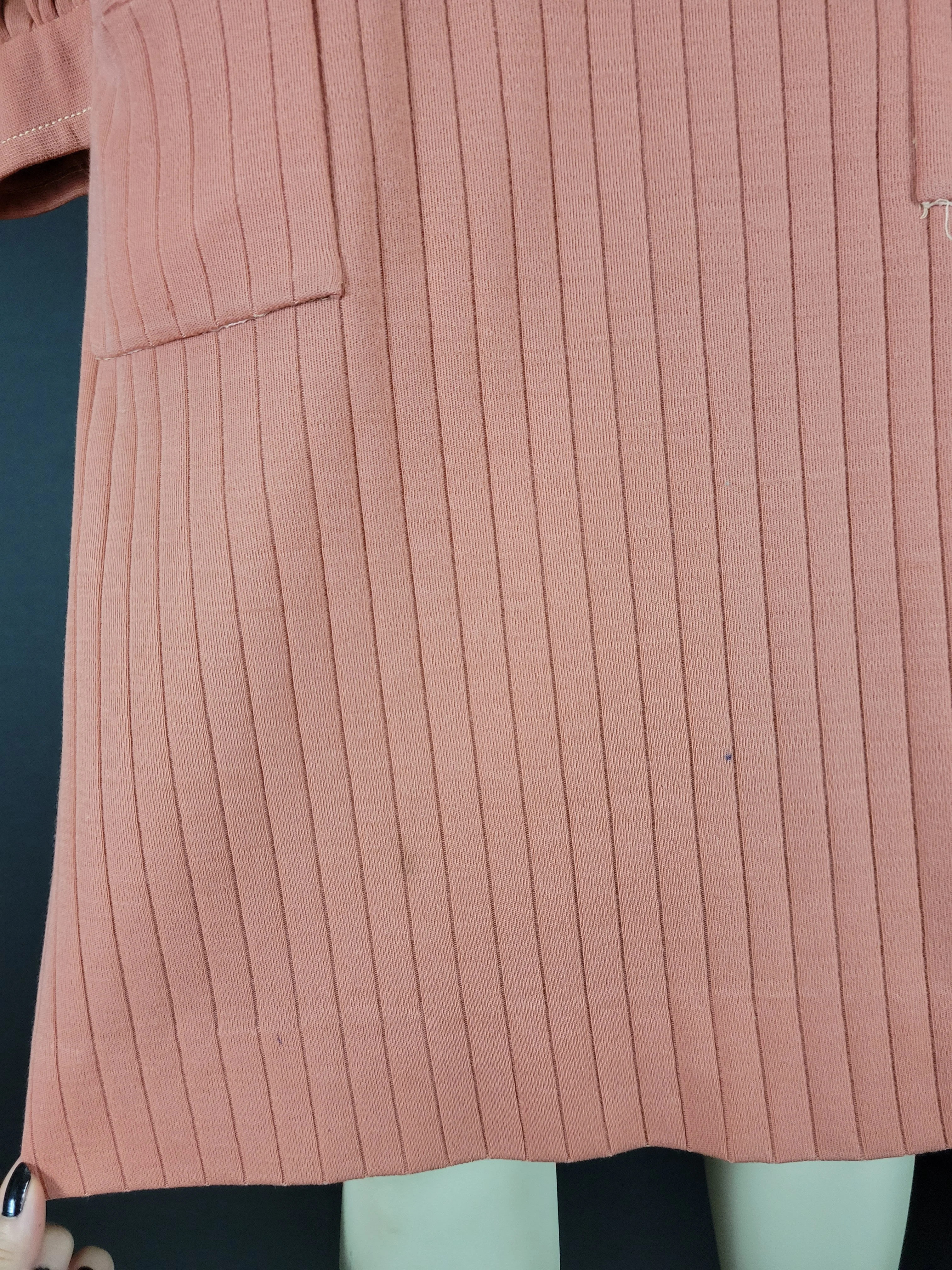 60s Solid Pink Peach Ribbed Long Sleeve Dress By R&K Knits - Image 10