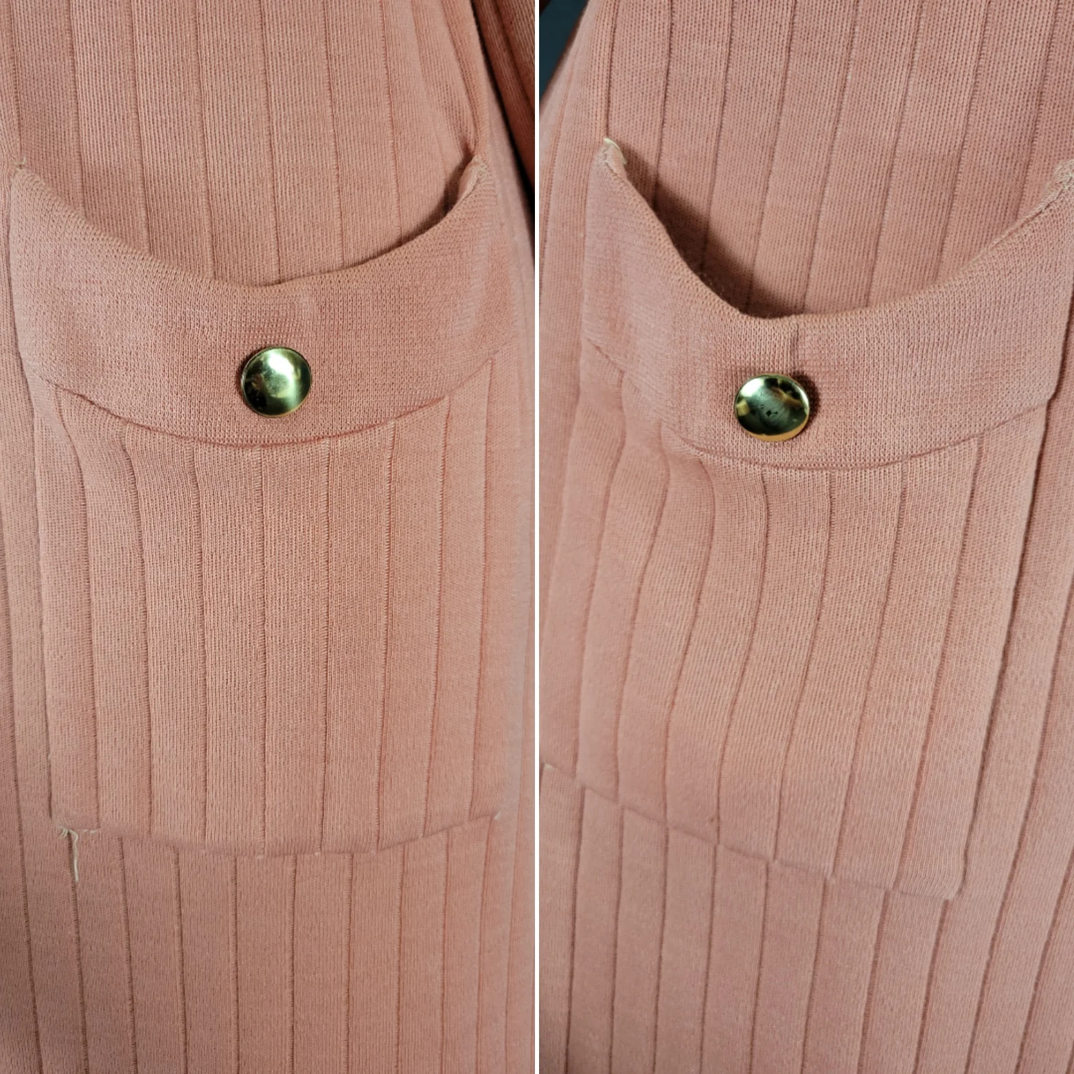60s Solid Pink Peach Ribbed Long Sleeve Dress By R&K Knits - Image 11