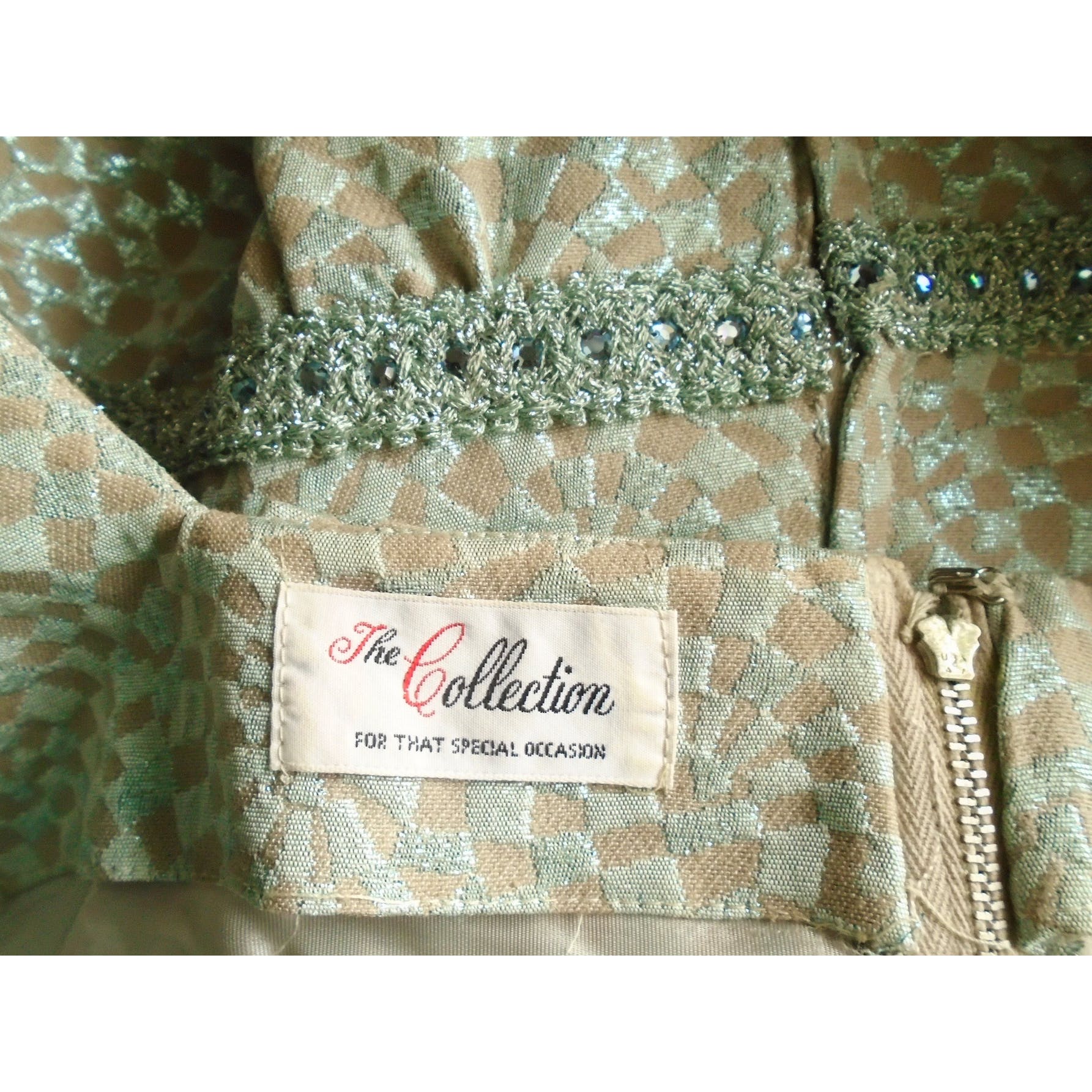 60s Sparkle Brocade Cocktail Dress Is Pale Green By The Collection - Image 4