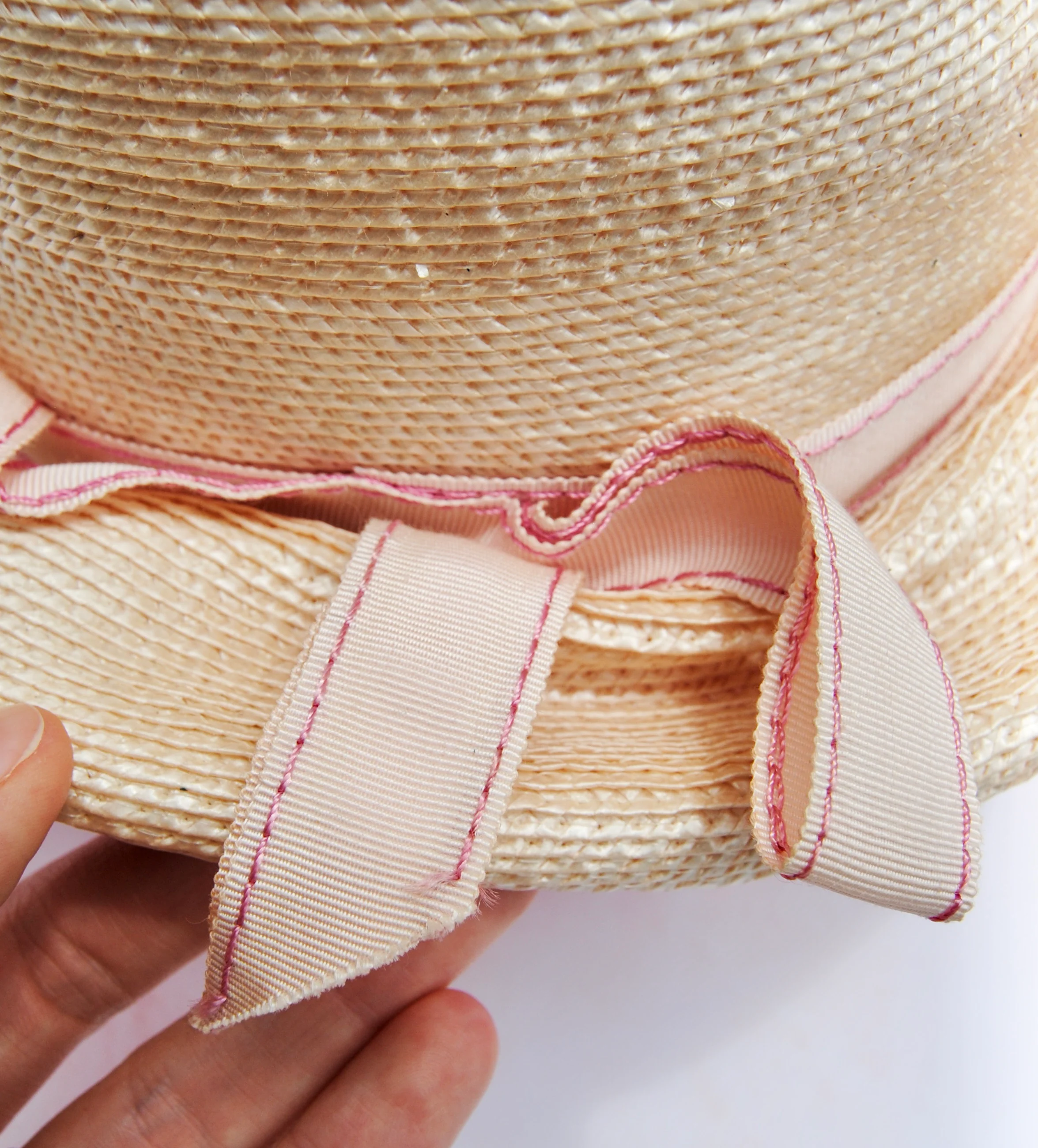60s Straw Sun Hat With Pink Detailing By Fashion Guild - Image 15