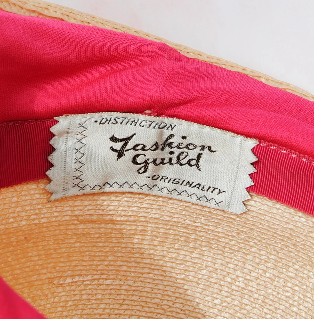 60s Straw Sun Hat With Pink Detailing By Fashion Guild - Image 6