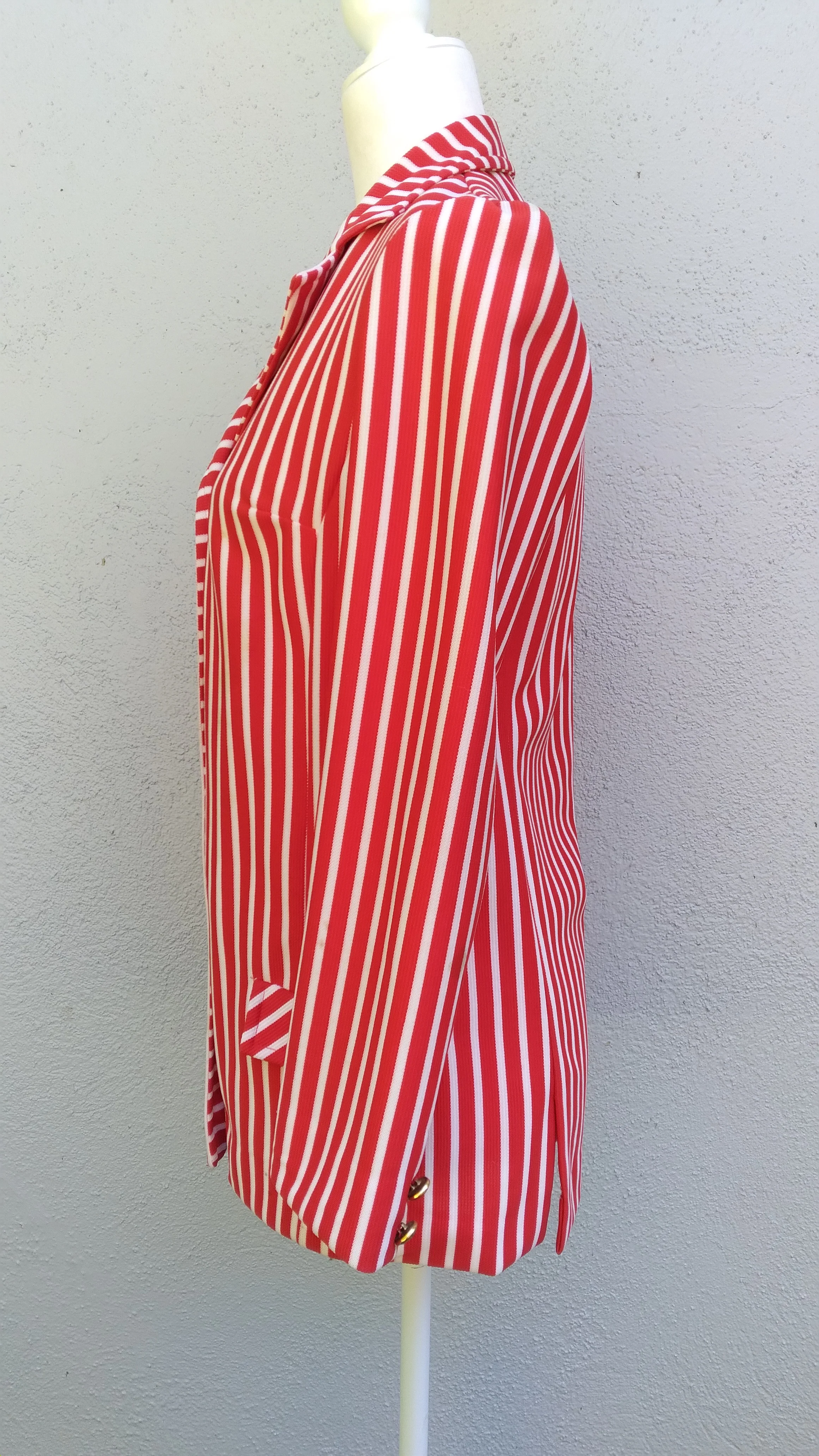 60s Striped Leisure Blazer With Gold Nautical Buttons By Bohdin Knits - Image 6