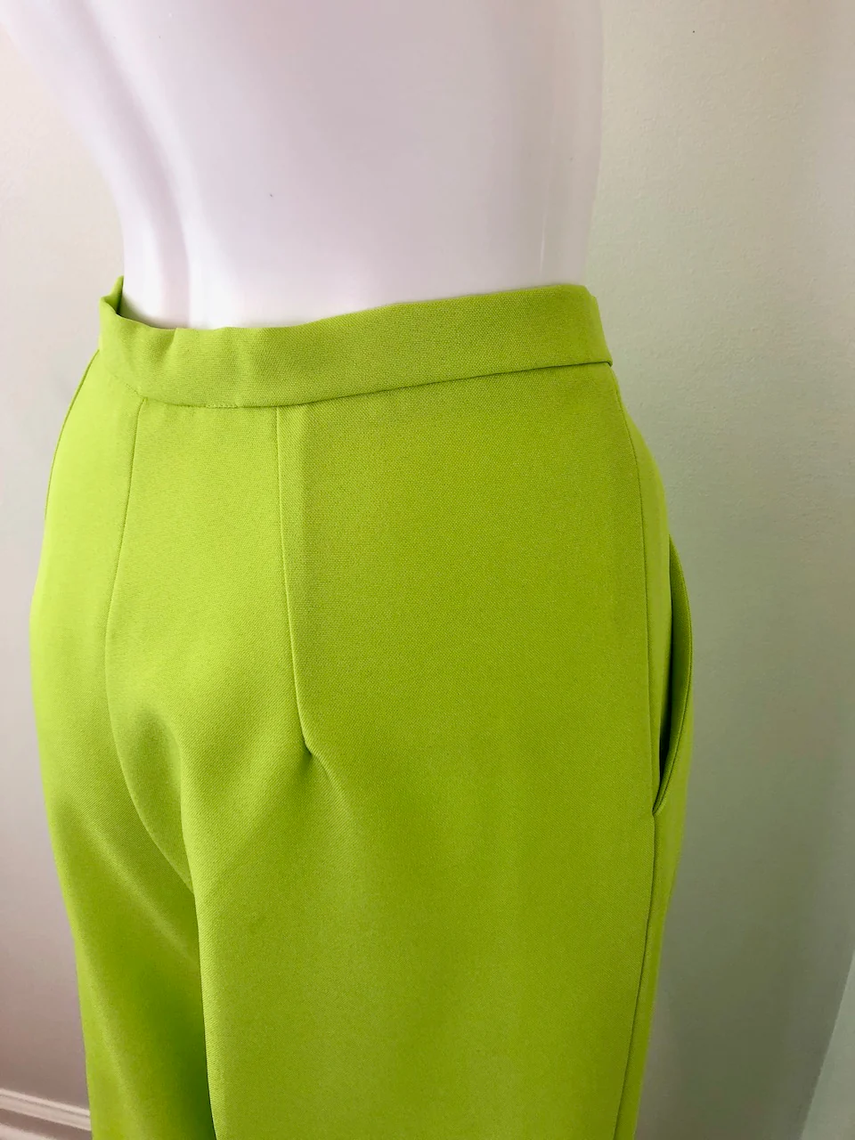 60s Stunning Handmade Chartreuse Acid Green Trousers - Image 7