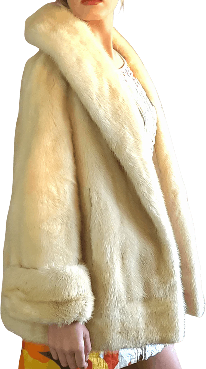 60s Stunning Mod Era Blonde Mink Fur Stroller Coat