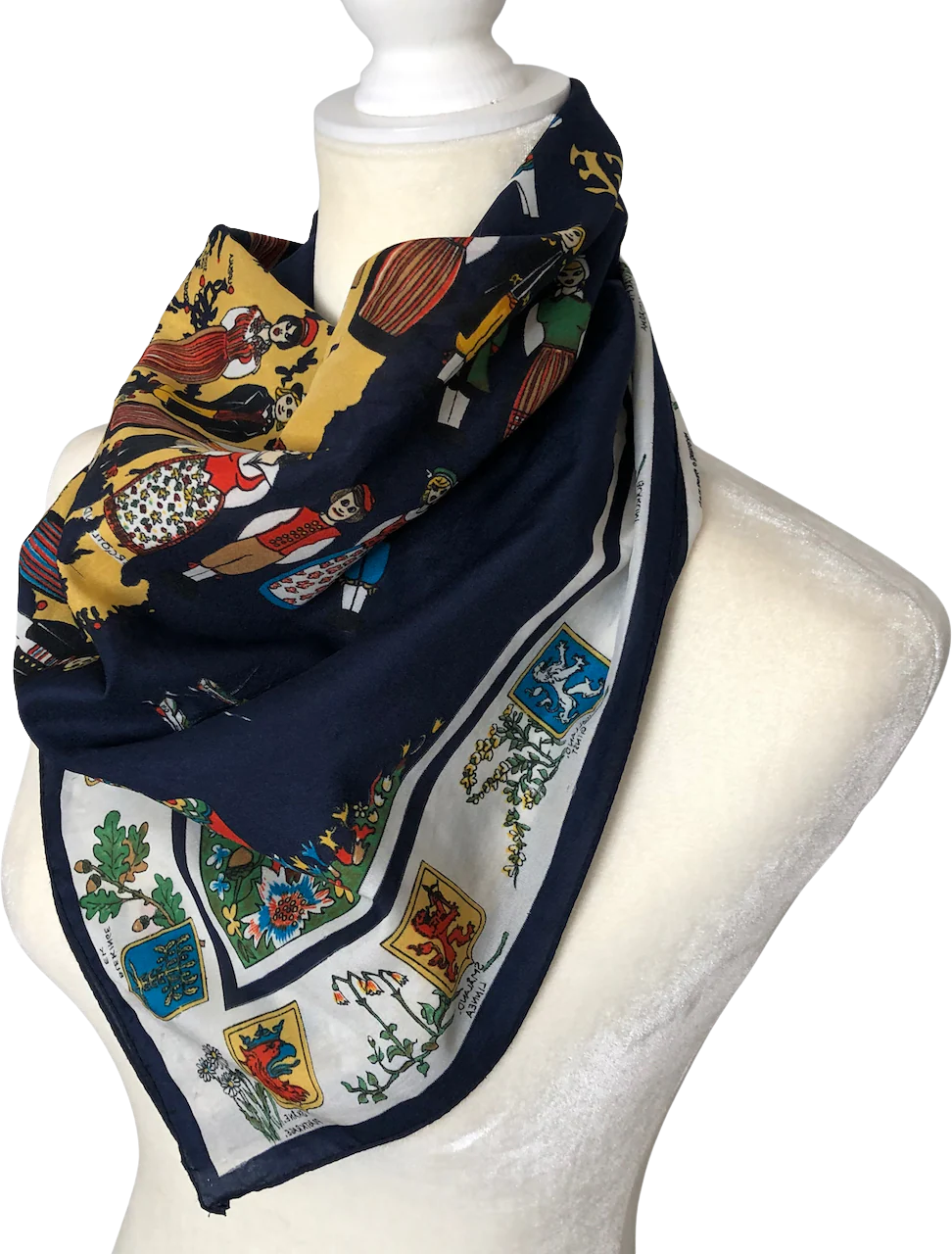 60s Sweden Souvenir Scarf Square Neckerchief By Alfred Keller - Image 2