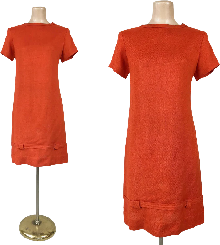 60s Tlc Sale- Vintage Mod Woven Linen Shift Dress By Mr Lester Dallas