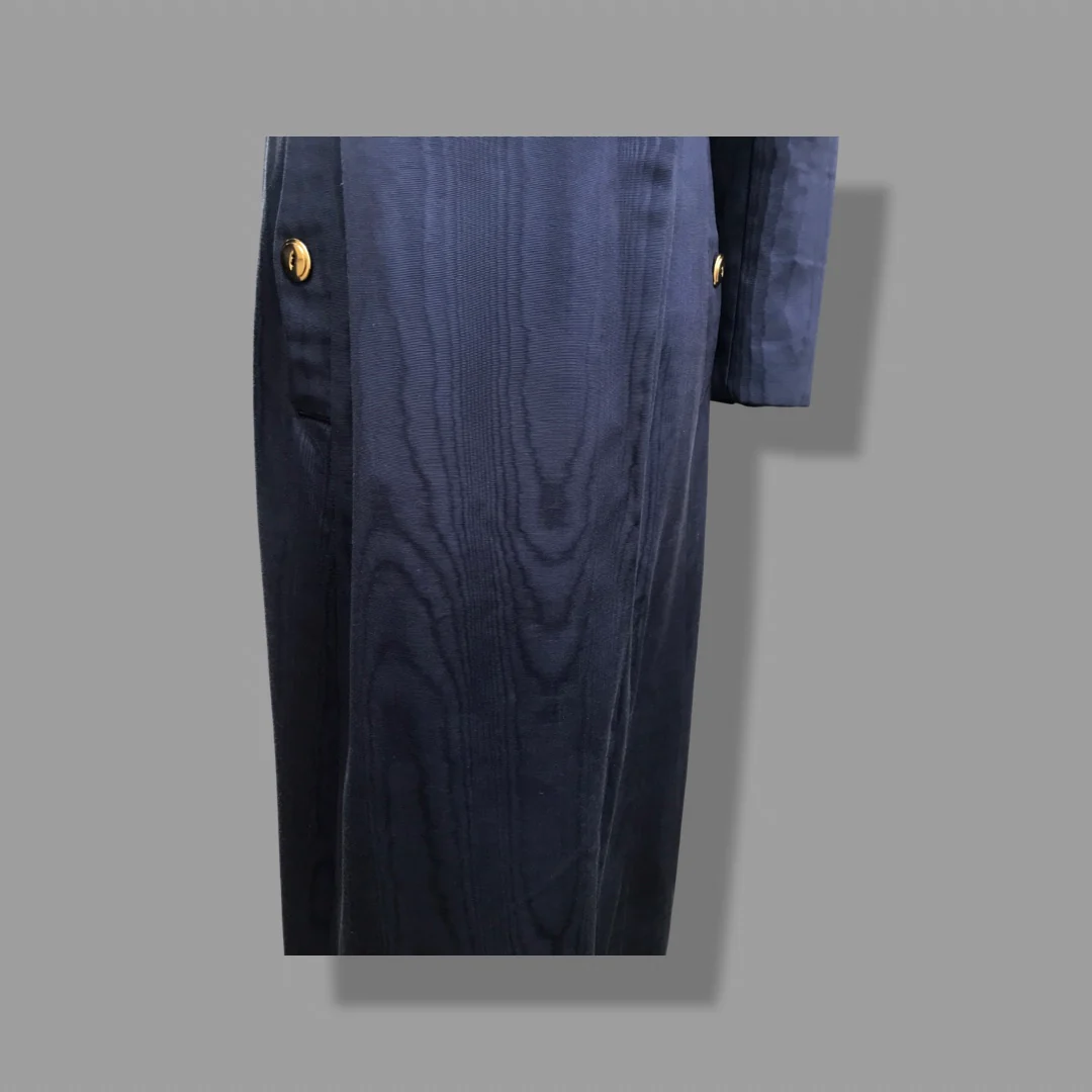 60s  Long Blue Trench Coat Waterproof Wood Design - Image 11