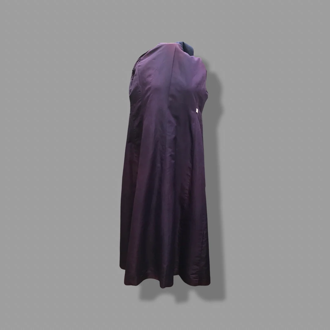 60s  Long Blue Trench Coat Waterproof Wood Design - Image 4
