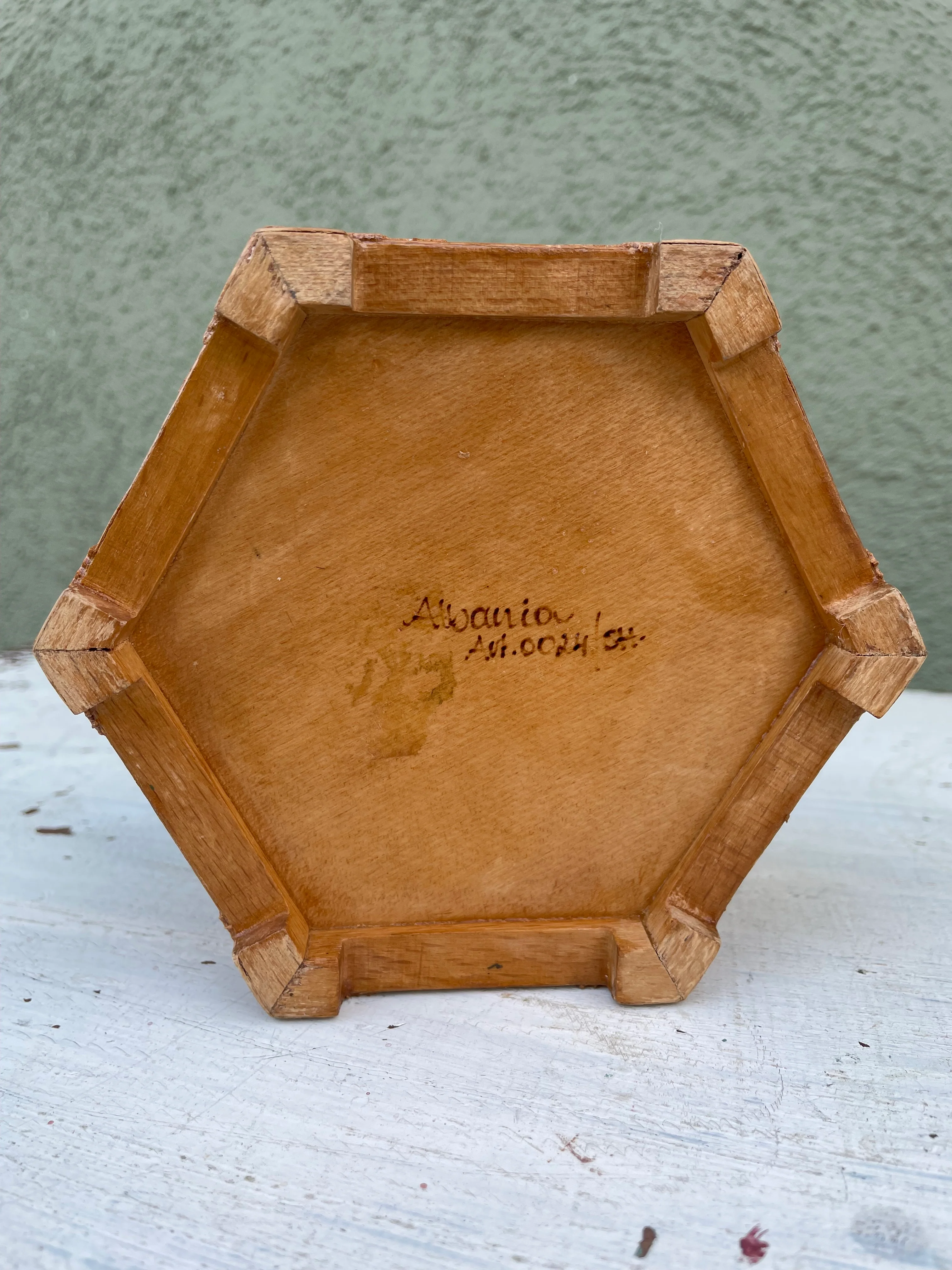 60s Trinket Box In Wood With Stone Detail From Albania - Image 3