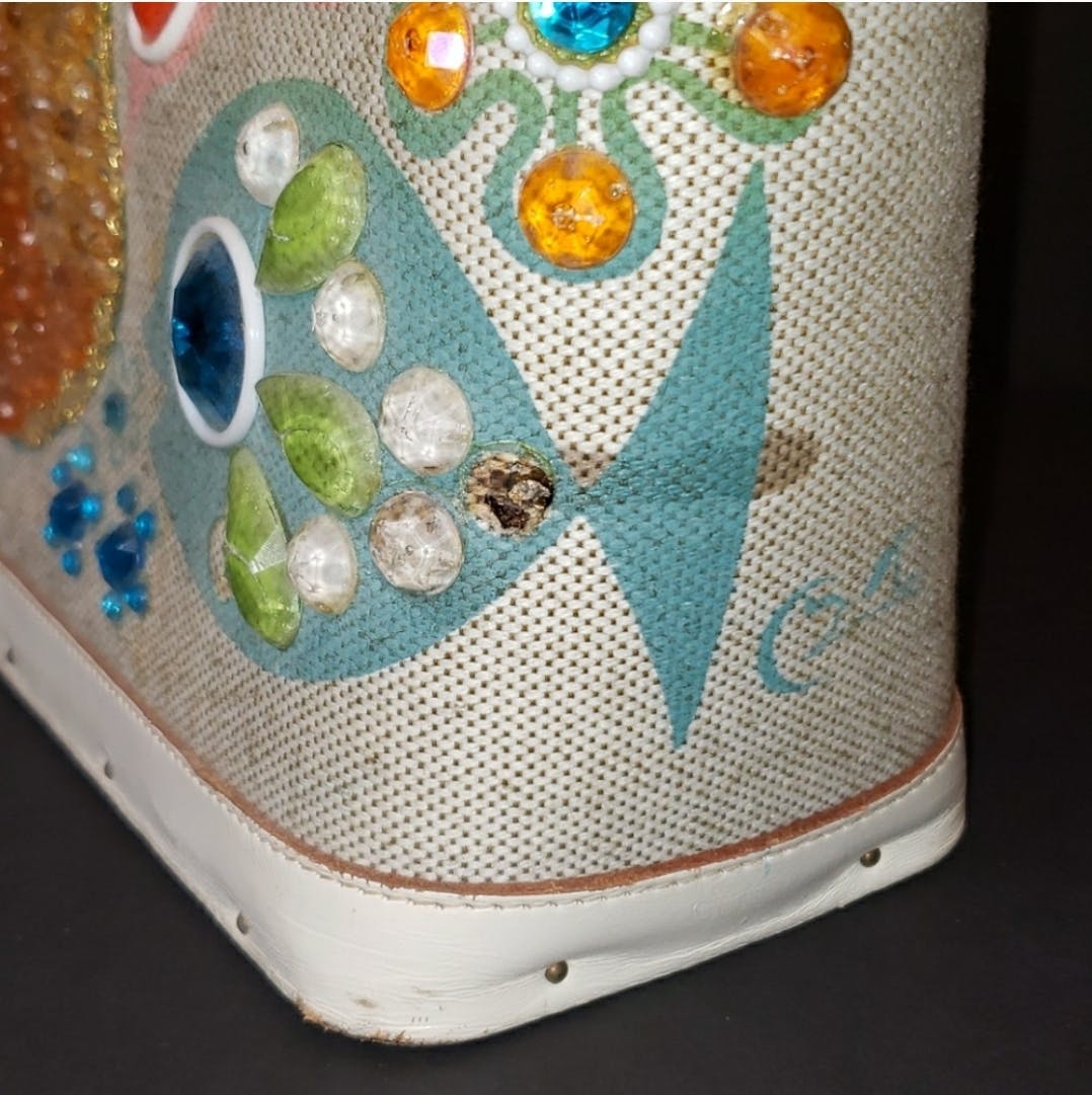 60's Pineapple Multi Print Jeweled Canvas Tote Bag by Enid Collins - Image 9